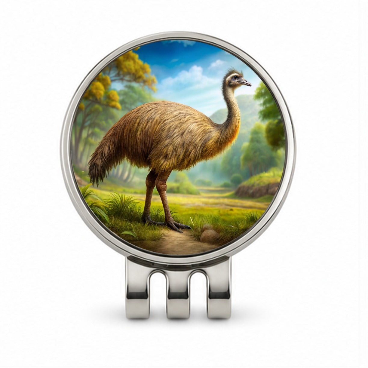 Moa Extinct Bird Illustration Golf Hat Clip with Ball Marker