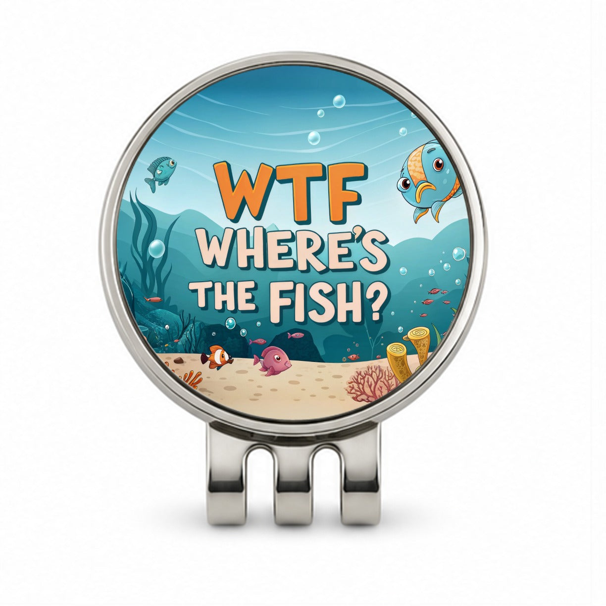 Wtf Where's The Fish Funny Fishing Golf Hat Clip with Ball Marker