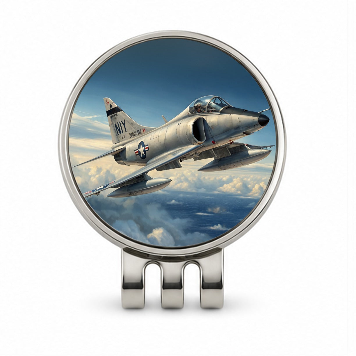 A-4 Skyhawk In Flight US Navy Vietnam Era Attack Aircraft Golf Hat Clip with Ball Marker