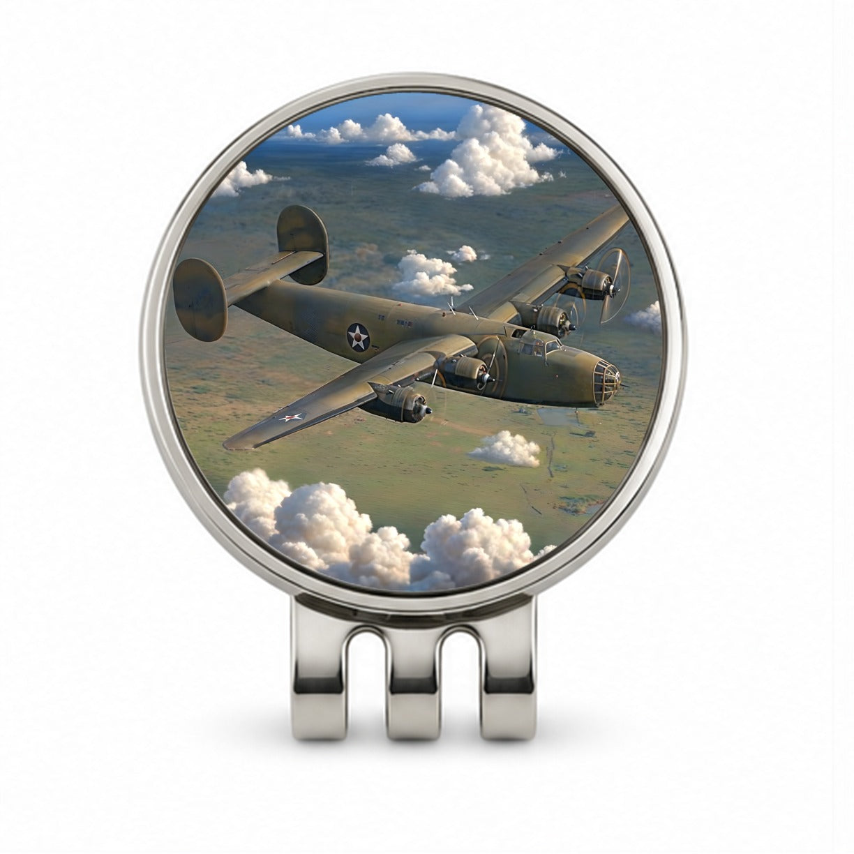 B-24 Liberator WWII United States Air Force Heavy Bomber Golf Hat Clip with Ball Marker