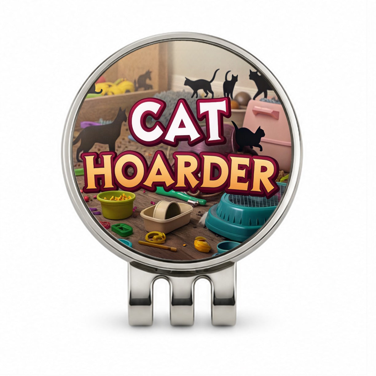 Cat Hoarder Funny Golf Hat Clip with Ball Marker