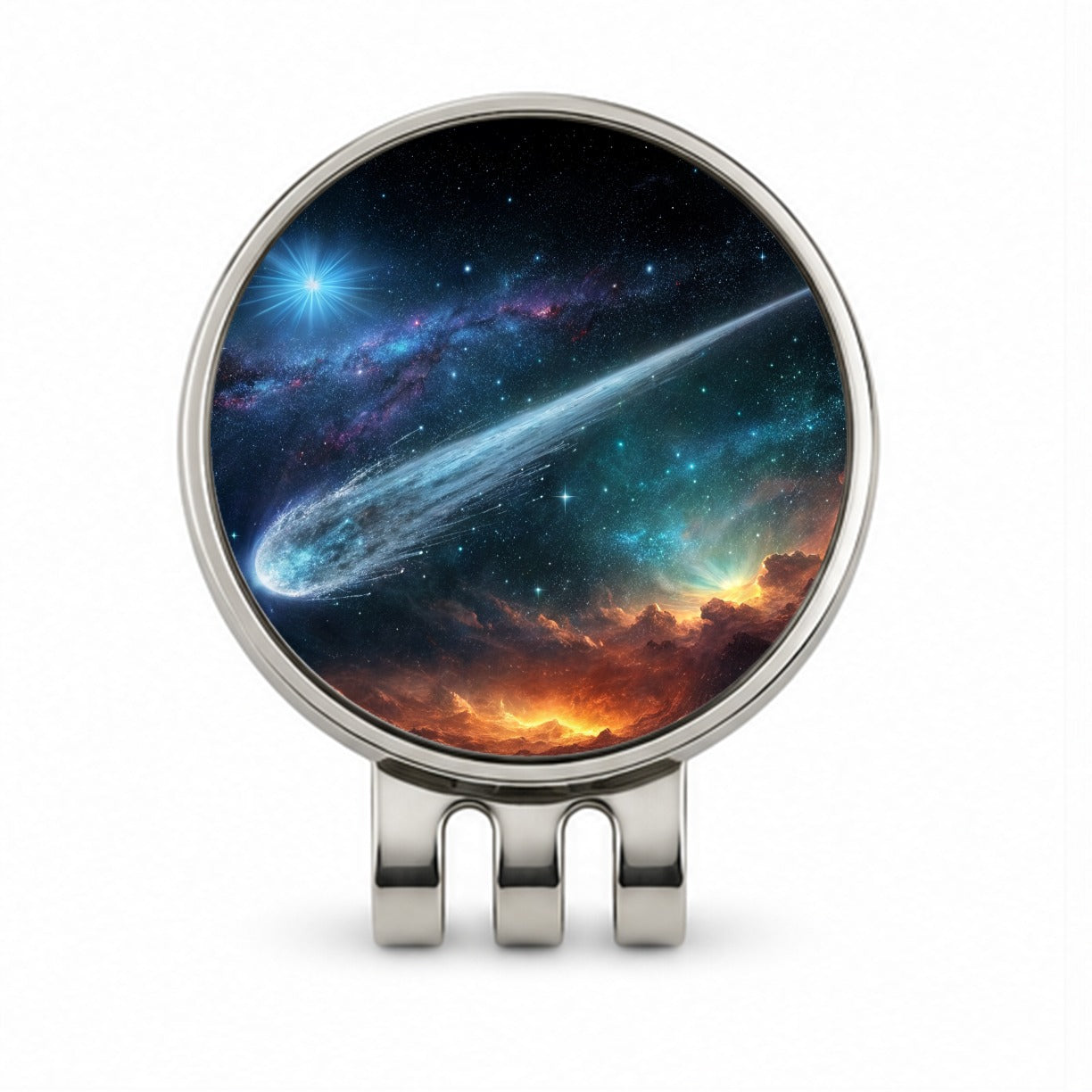 Comet Moving Through Space Golf Hat Clip with Ball Marker