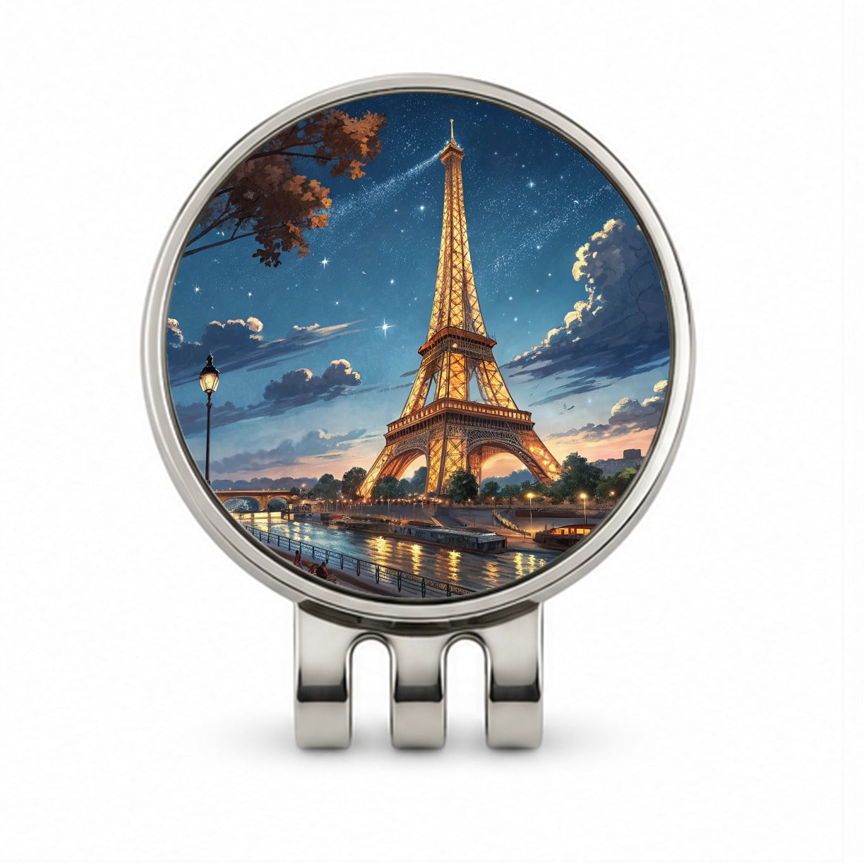 Eiffel Tower Paris France Illustration Golf Hat Clip with Ball Marker