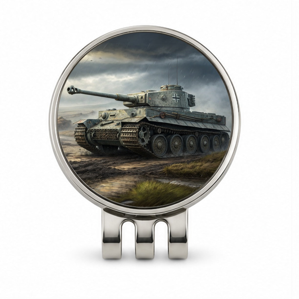 German Tiger WWII Tank Golf Hat Clip with Ball Marker