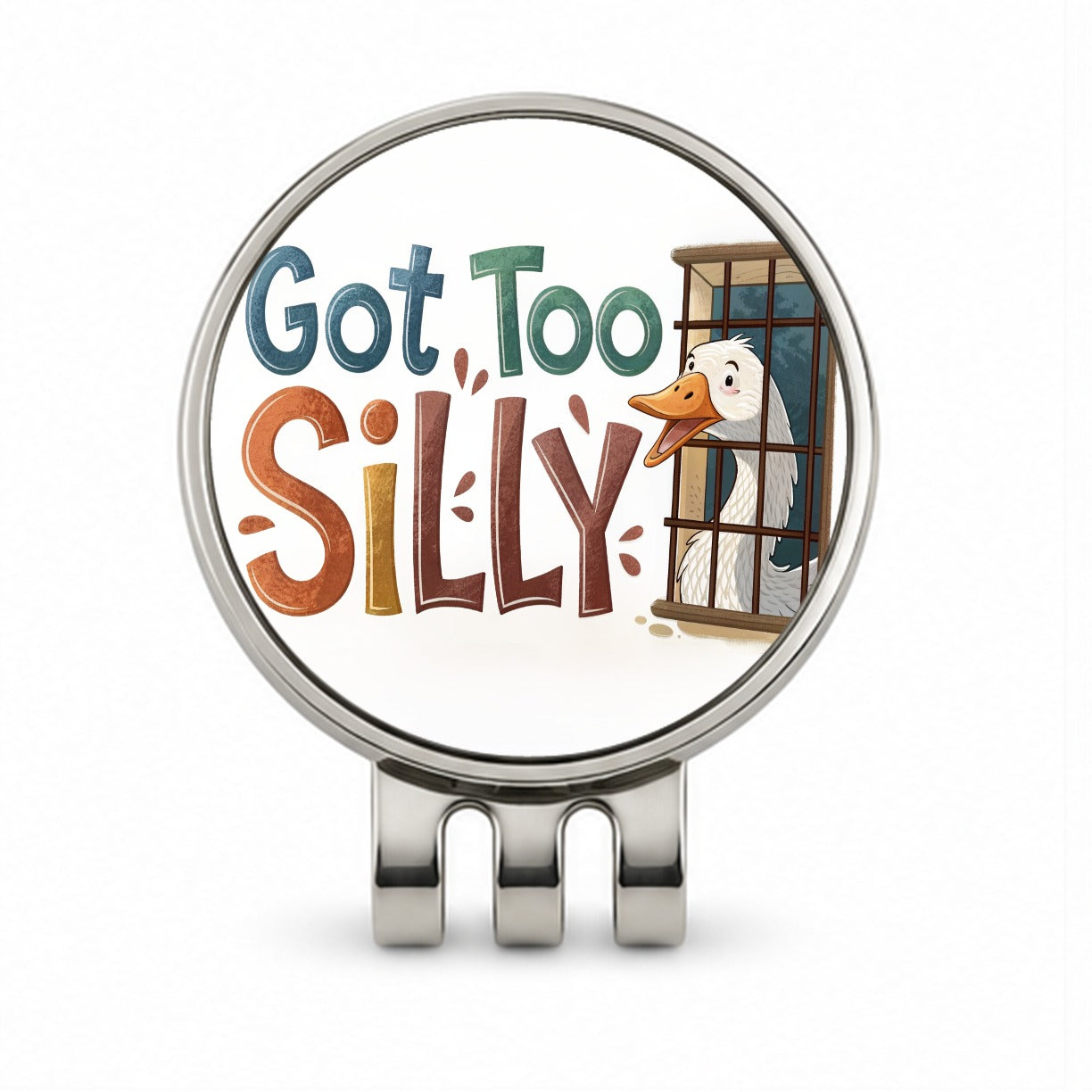 Got Too Silly Funny Goose Behind Bars Golf Hat Clip with Ball Marker