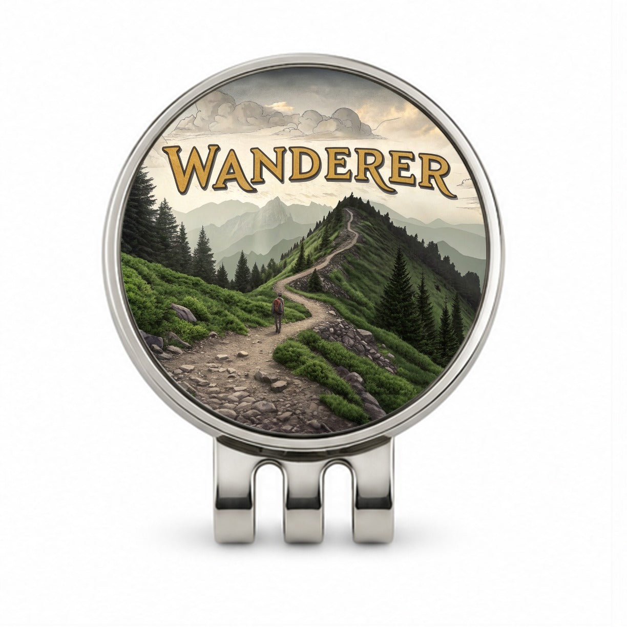 Hiking Wanderer Funny Wilderness Mountains Forest Golf Hat Clip with Ball Marker