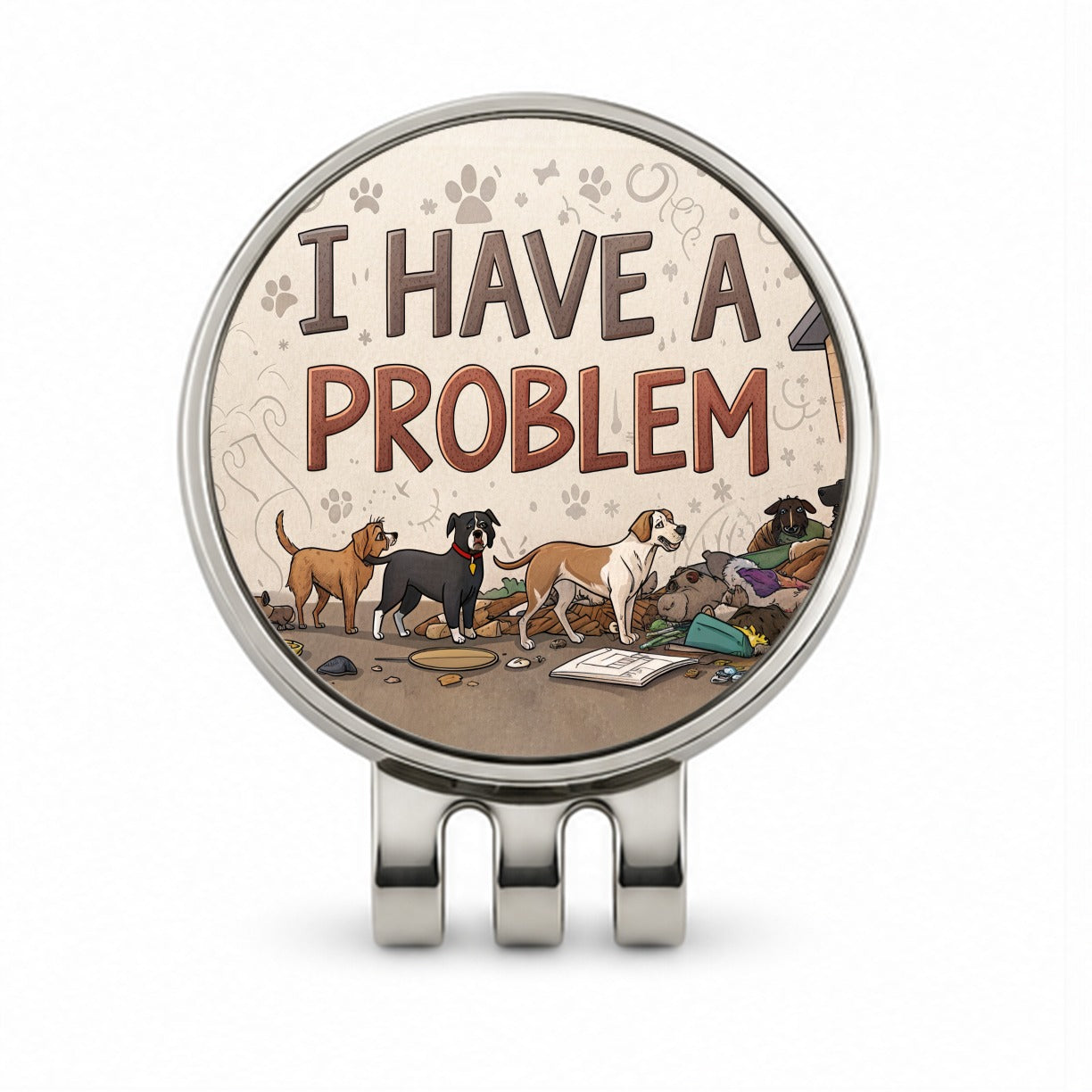 I Have A Problem Dog Hoarder Funny Golf Hat Clip with Ball Marker