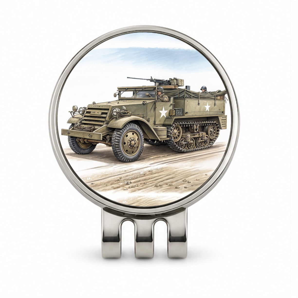 M3 Half-Track WWII Armored Personnel Carrier Golf Hat Clip with Ball Marker