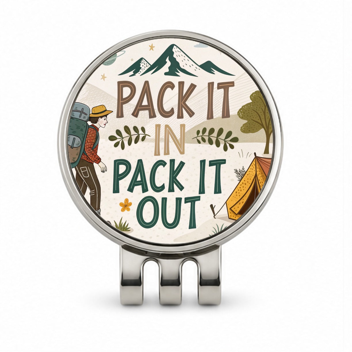 Pack It In Pack It Out Responsible Hiker Camper Golf Hat Clip with Ball Marker