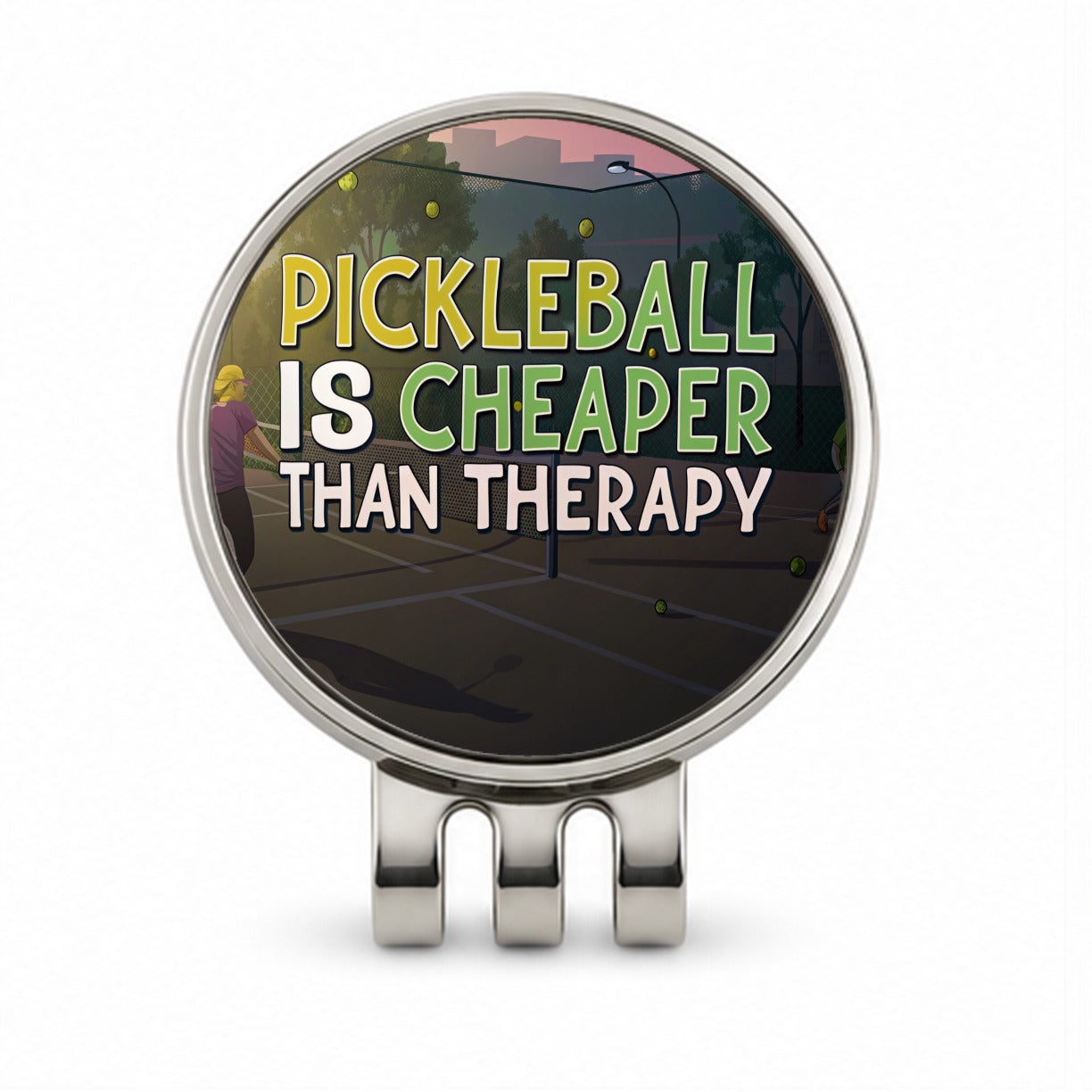 Pickleball Is Cheaper Than Therapy Funny Golf Hat Clip with Ball Marker