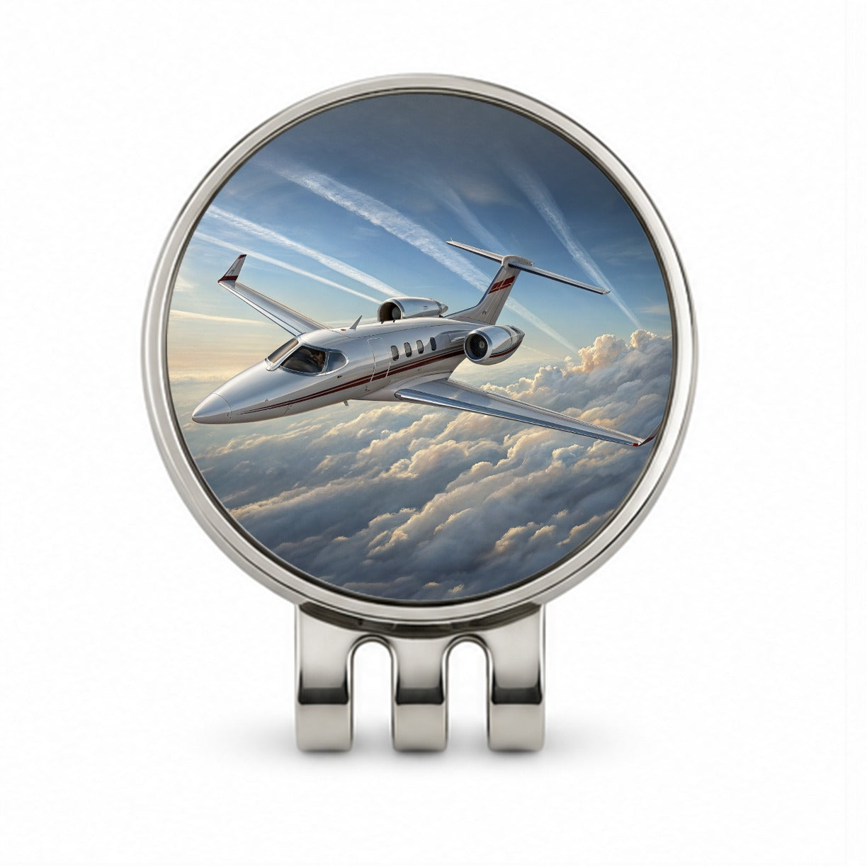 Private Jet In Flight Golf Hat Clip with Ball Marker