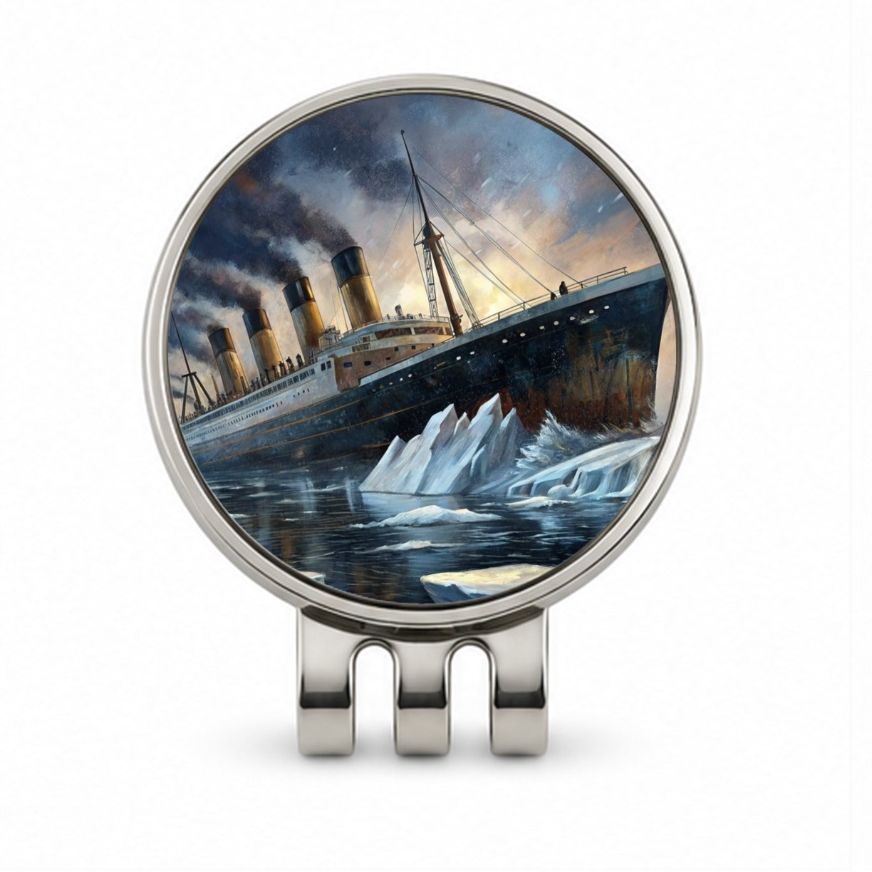 RMS Titanic Ship Hitting Iceberg Sinking Golf Hat Clip with Ball Marker