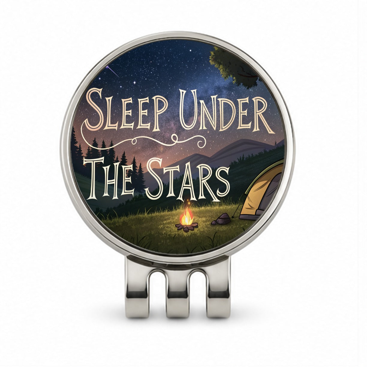 Sleep Under The Stars Camping Camper Golf Hat Clip with Ball Marker