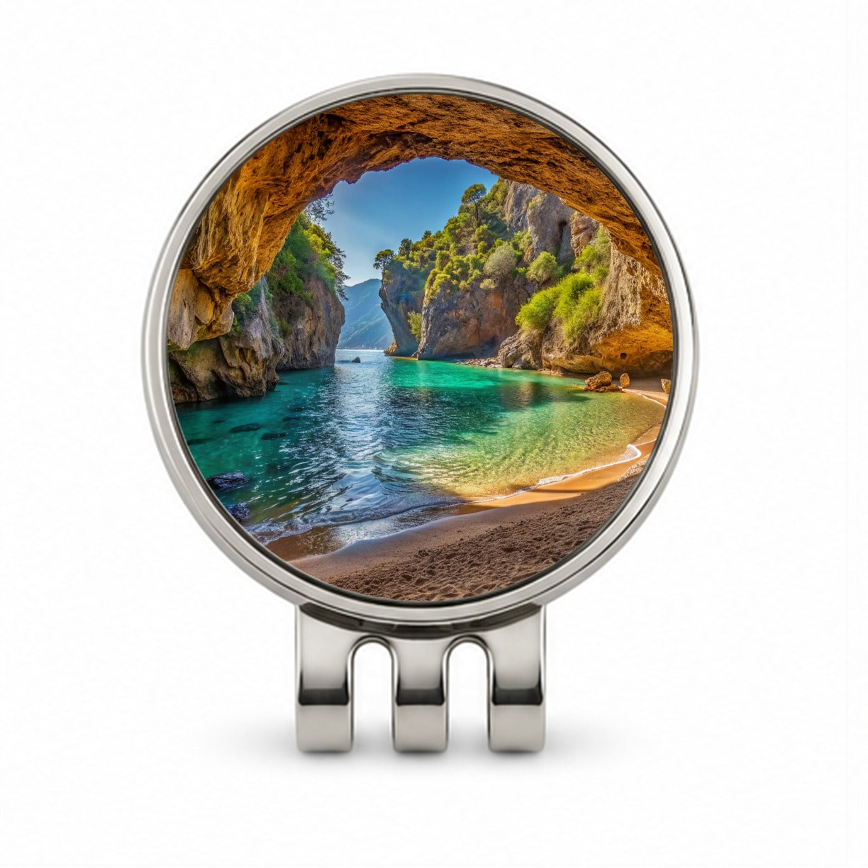 Tropical Beach In A Hidden Grotto Golf Hat Clip with Ball Marker