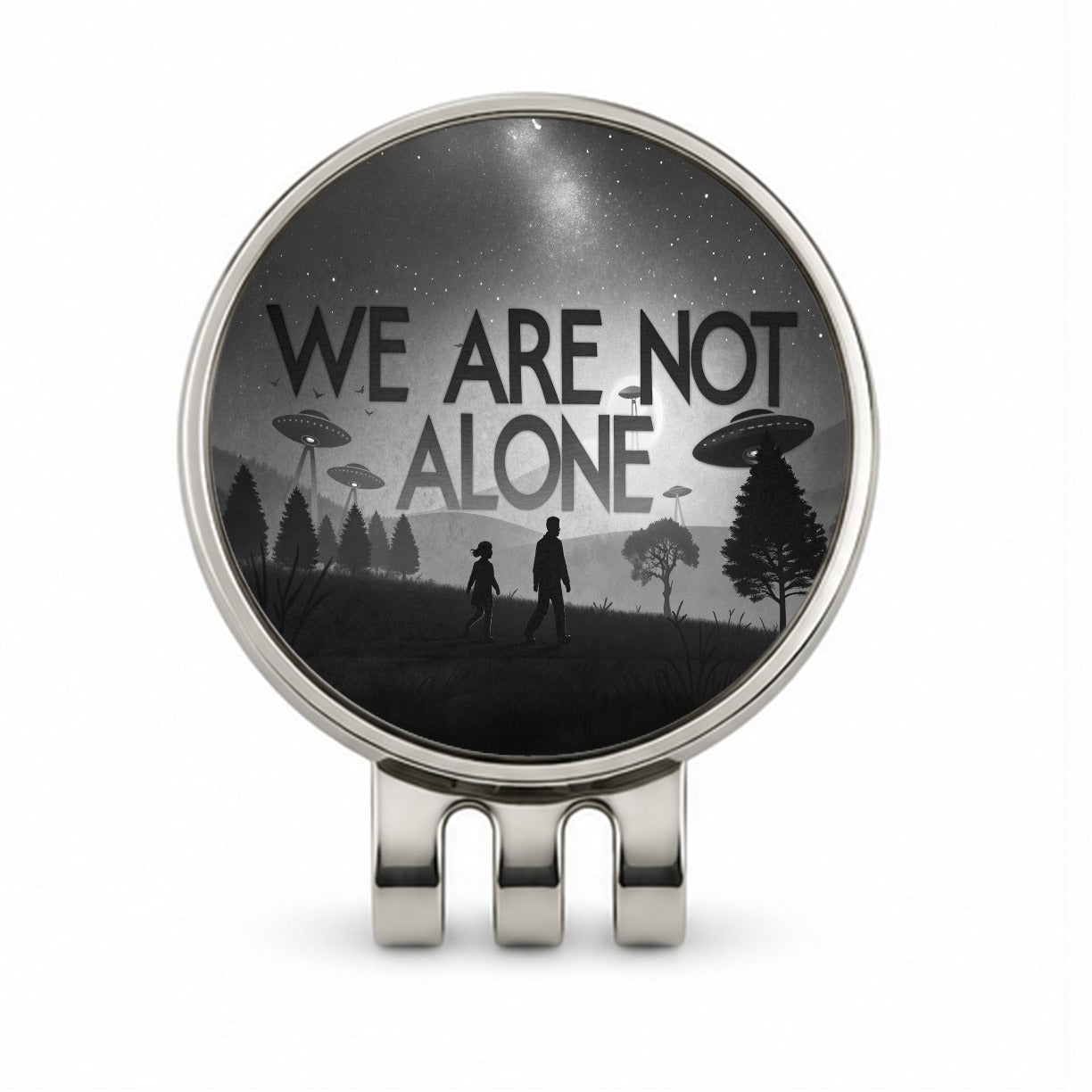 We Are Not Alone Retro Funny Alien Invasion Golf Hat Clip with Ball Marker