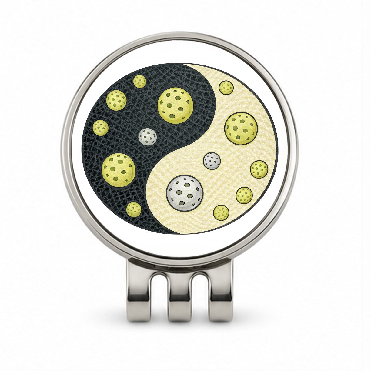 Yin Yang Funny Pickleball Pattern Golf Hat Clip with Ball Marker