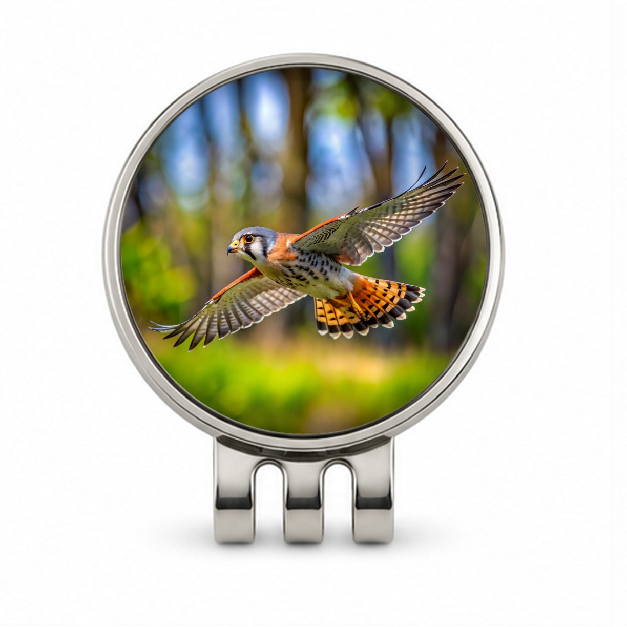 American Kestrel Raptor in Flight Golf Hat Clip with Ball Marker