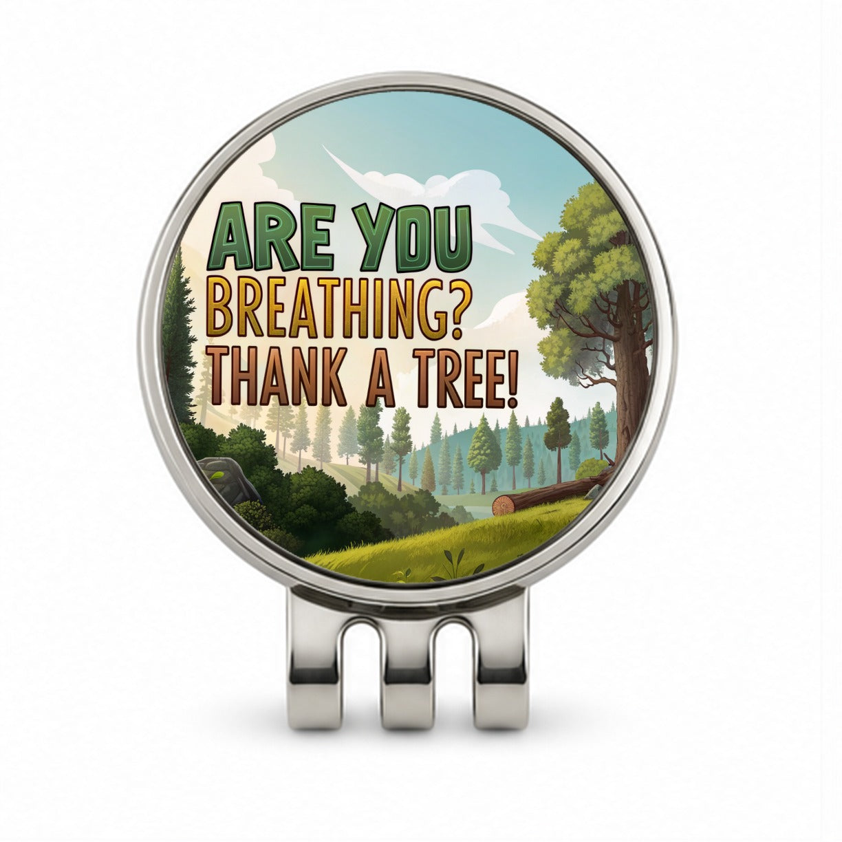 Are You Breathing Thank A Tree Conservation Funny Golf Hat Clip with Ball Marker