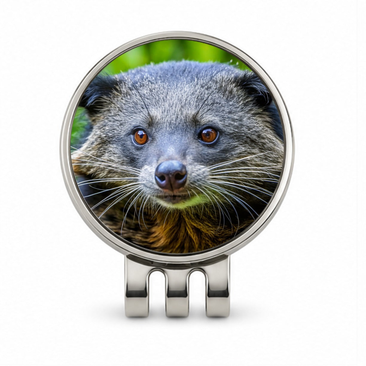 Binturong Bearcat Face Golf Hat Clip with Ball Marker
