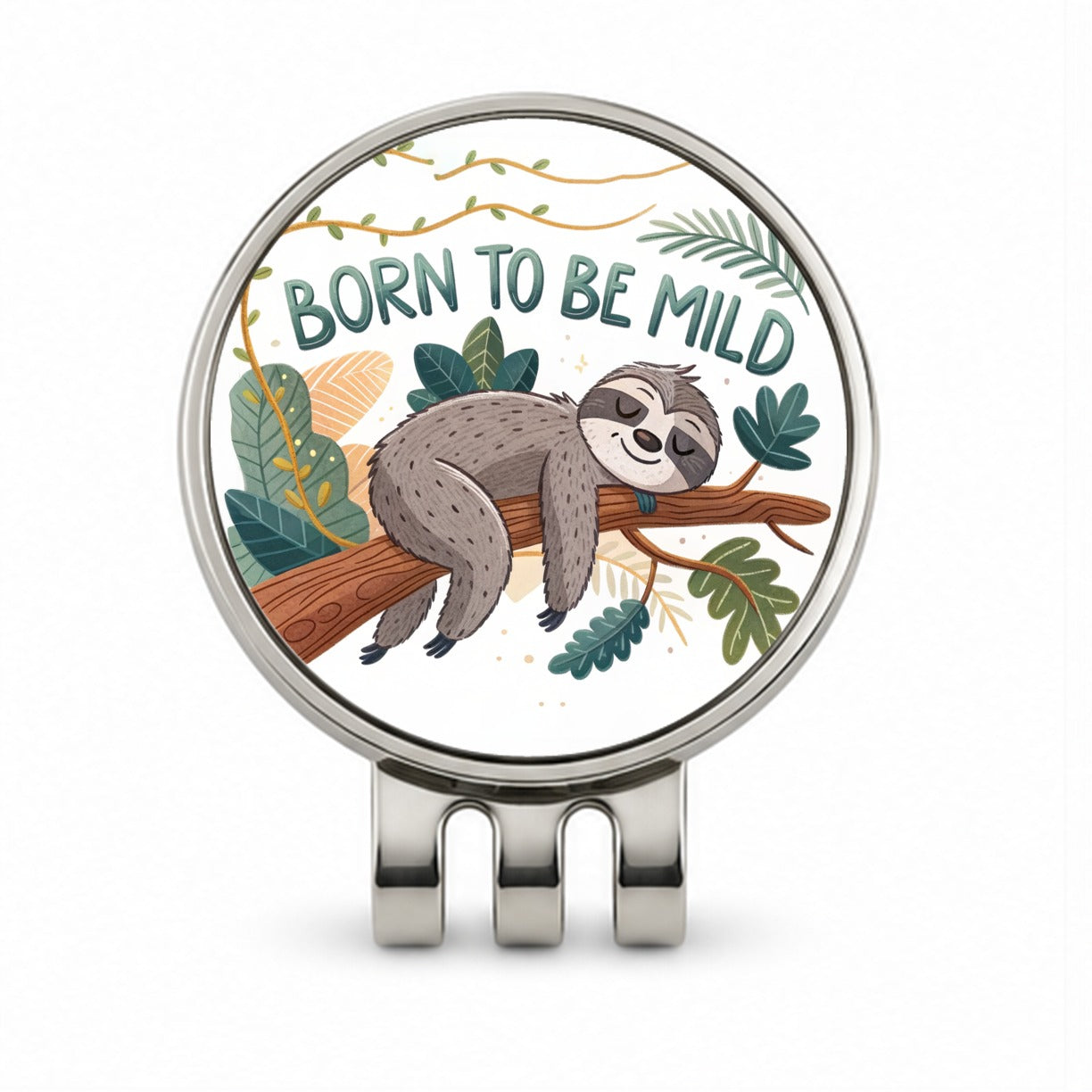 Born To Be Mild Sleeping Sloth Golf Hat Clip with Ball Marker