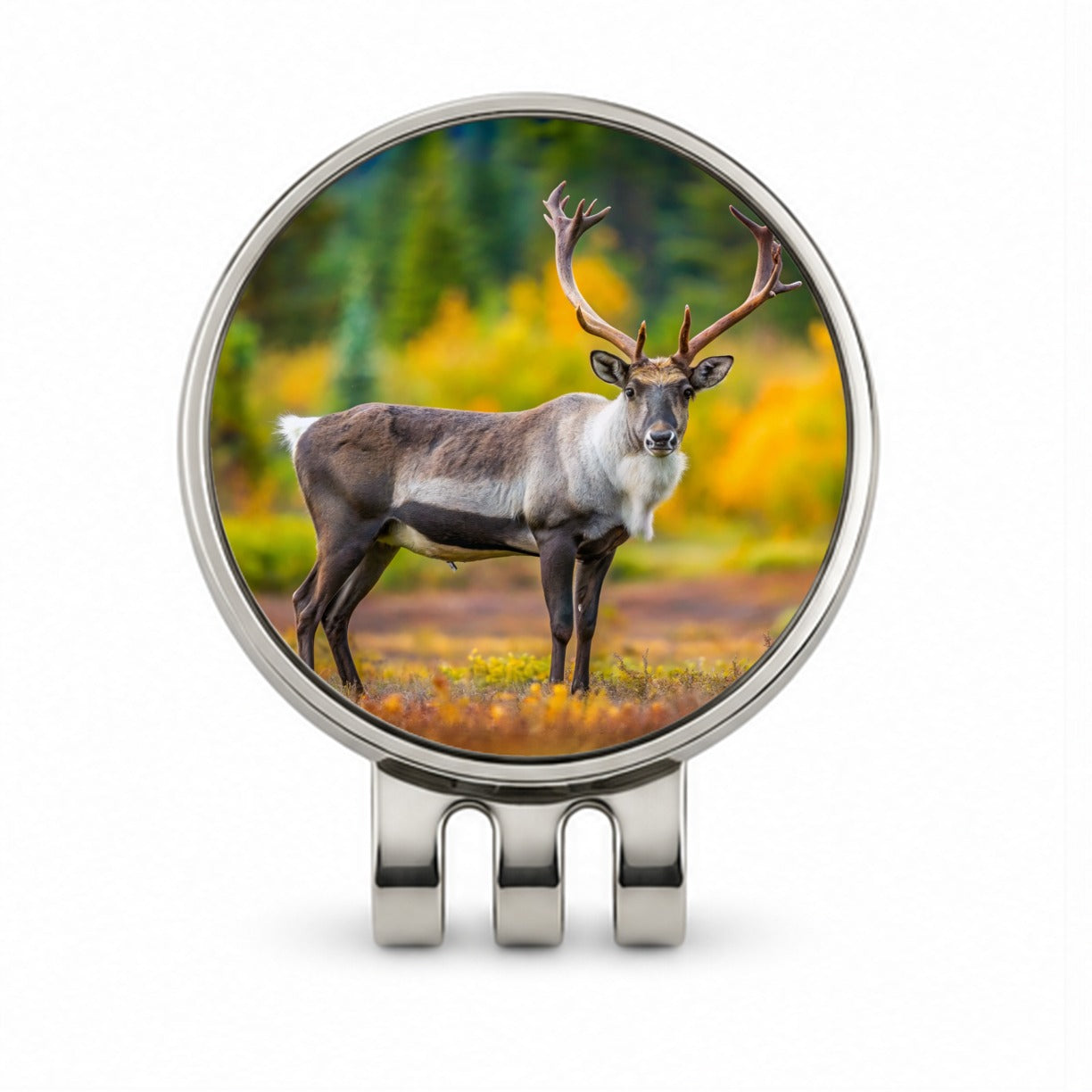 Caribou Deer Reindeer Photo Golf Hat Clip with Ball Marker