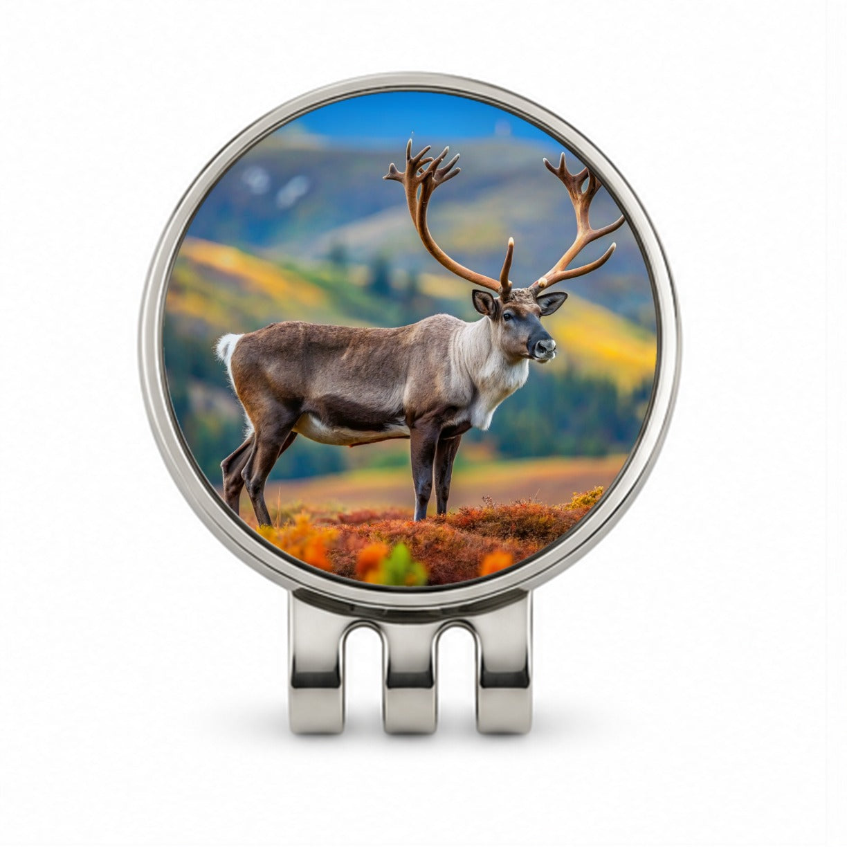 Caribou Reindeer Photo Golf Hat Clip with Ball Marker
