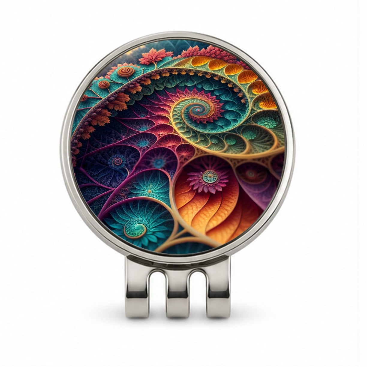 Colorful Fractal Art Swirl Pattern Golf Hat Clip with Ball Marker