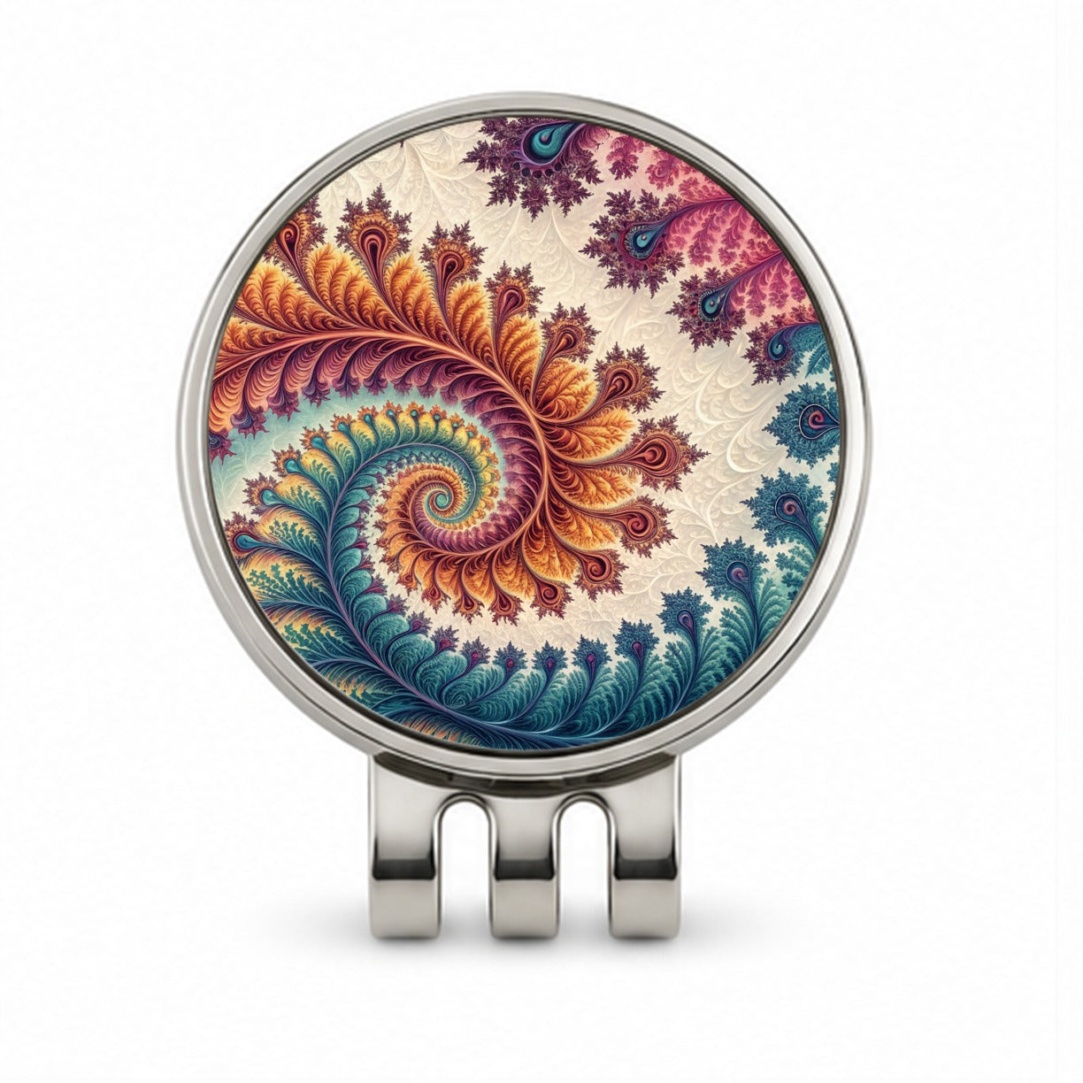 Crazy Swirl Fractal Art Pattern Golf Hat Clip with Ball Marker