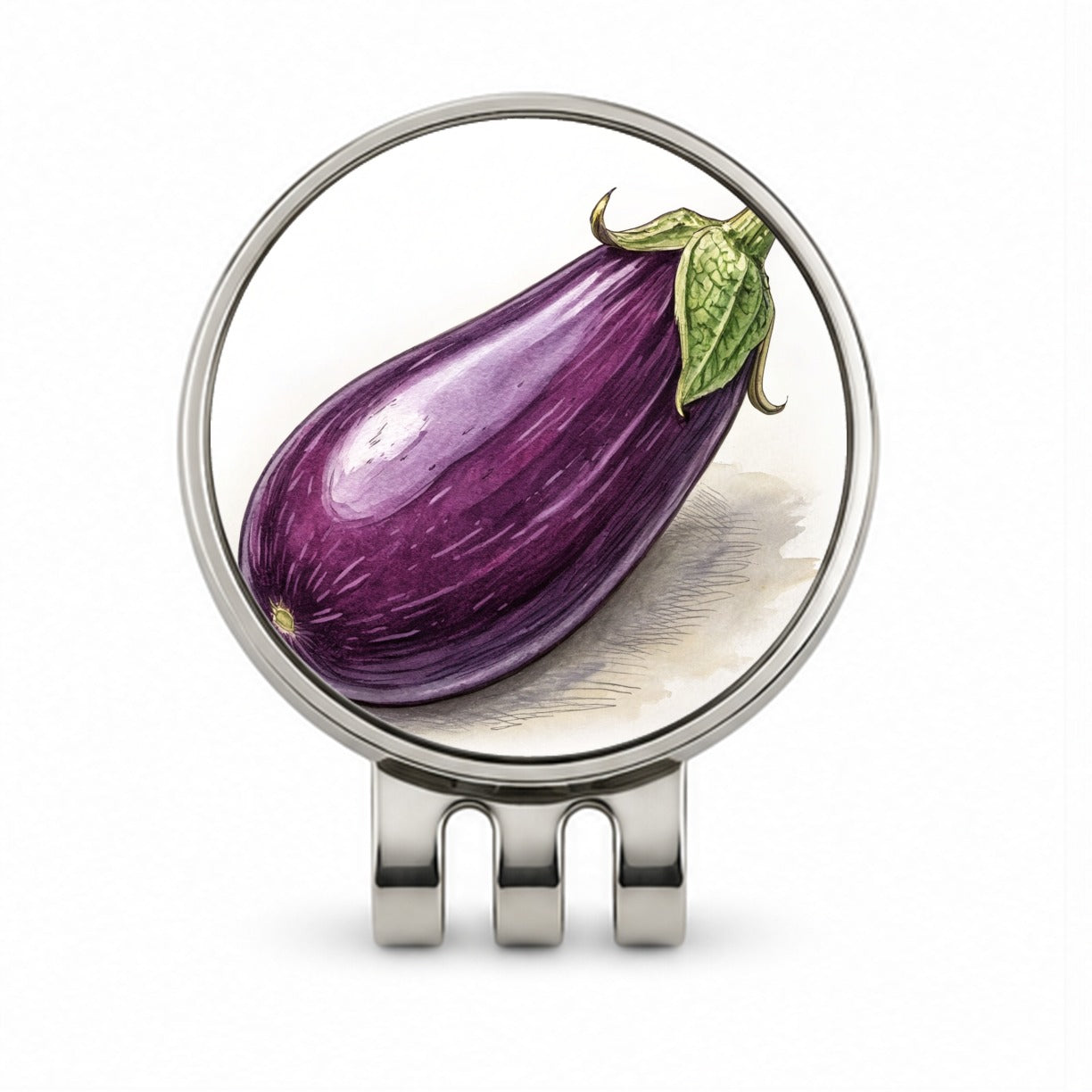 Eggplant Illustration Golf Hat Clip with Ball Marker