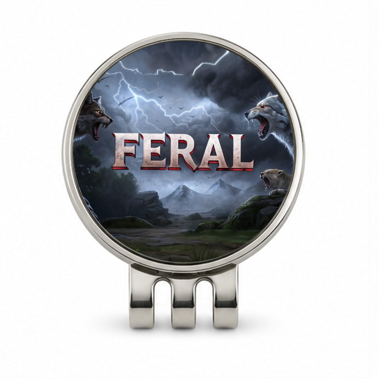 Feral Vicious Wolves Funny Golf Hat Clip with Ball Marker
