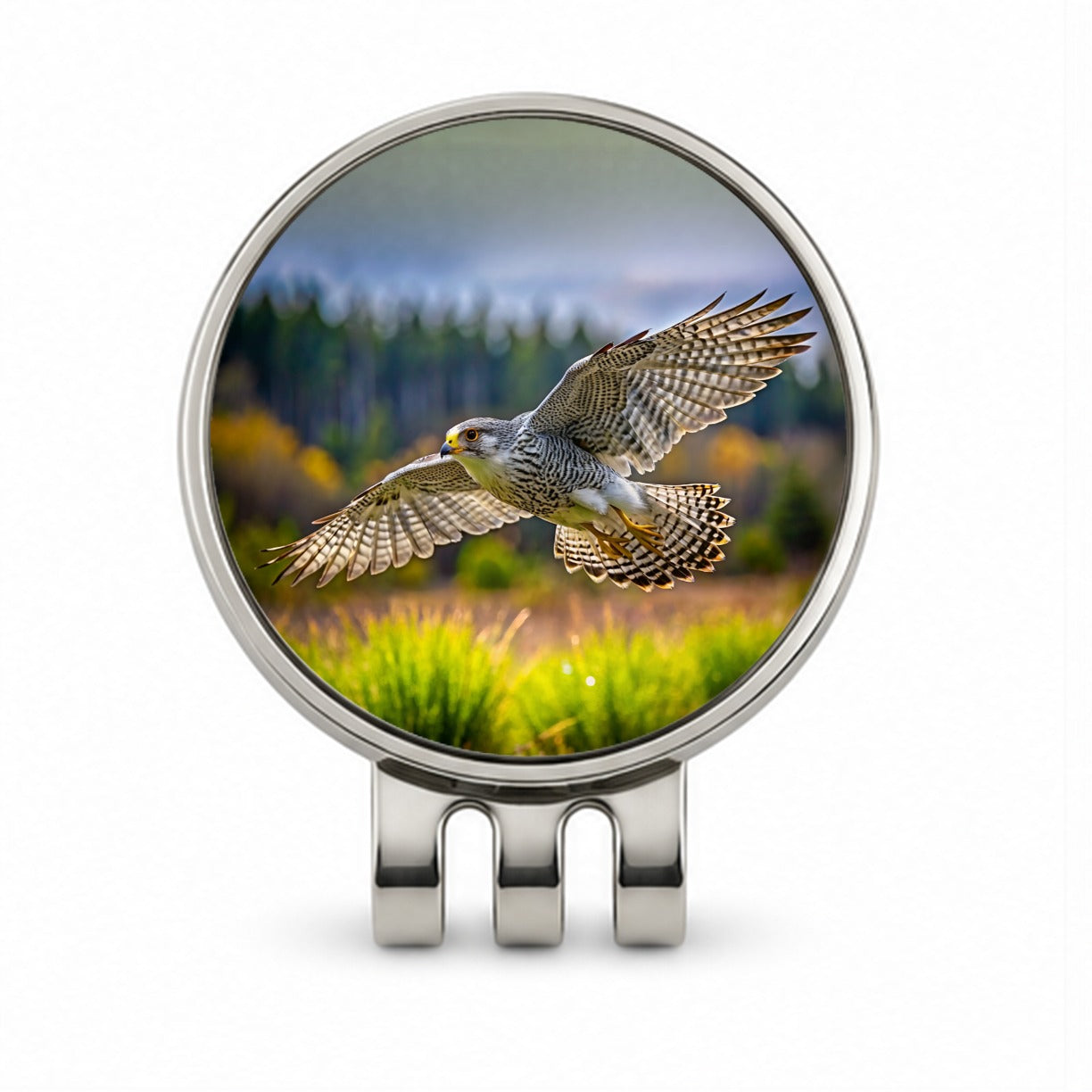 Gyrfalcon Raptor in Flight Golf Hat Clip with Ball Marker