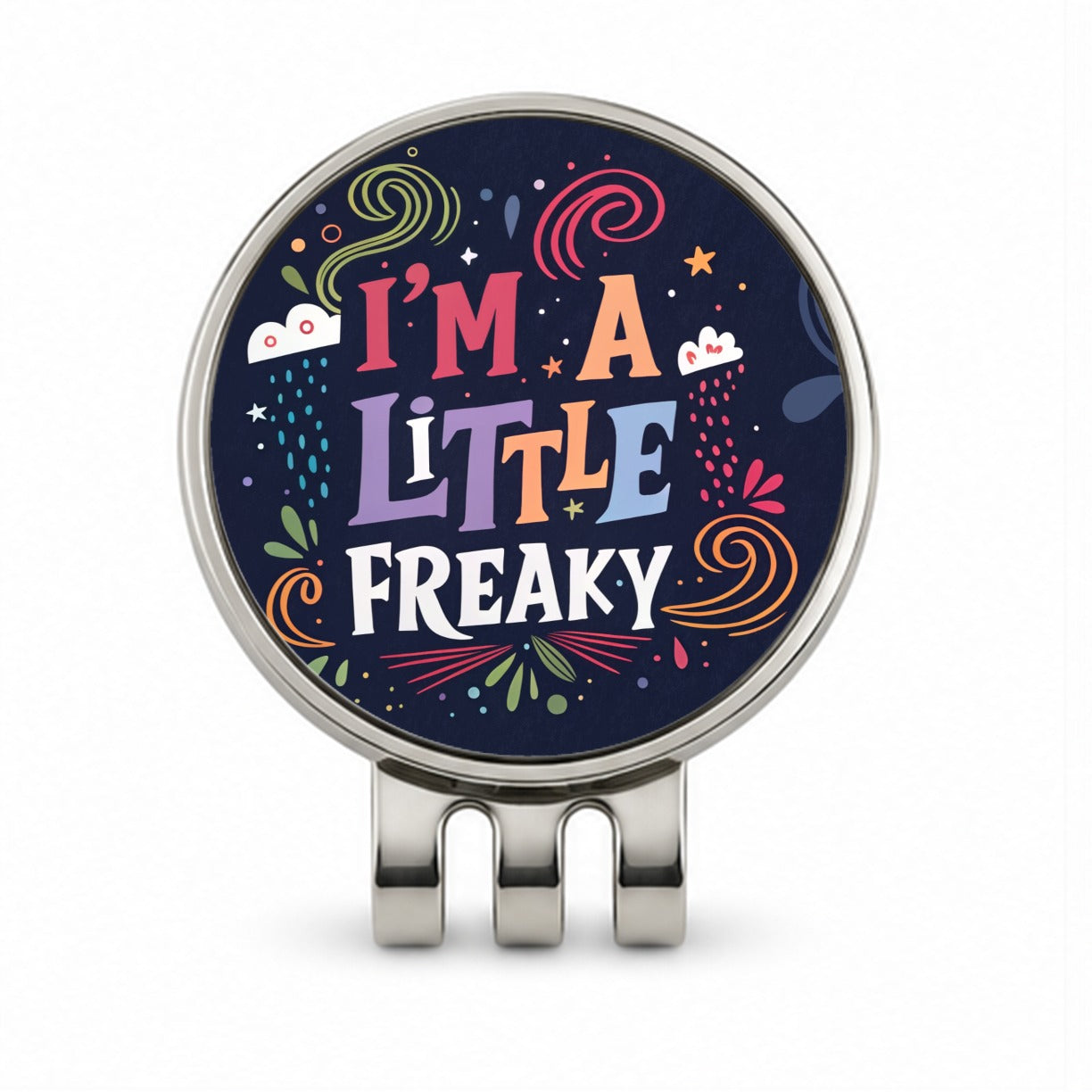 I'm a Little Freaky Fun Rainbow Colors Golf Hat Clip with Ball Marker