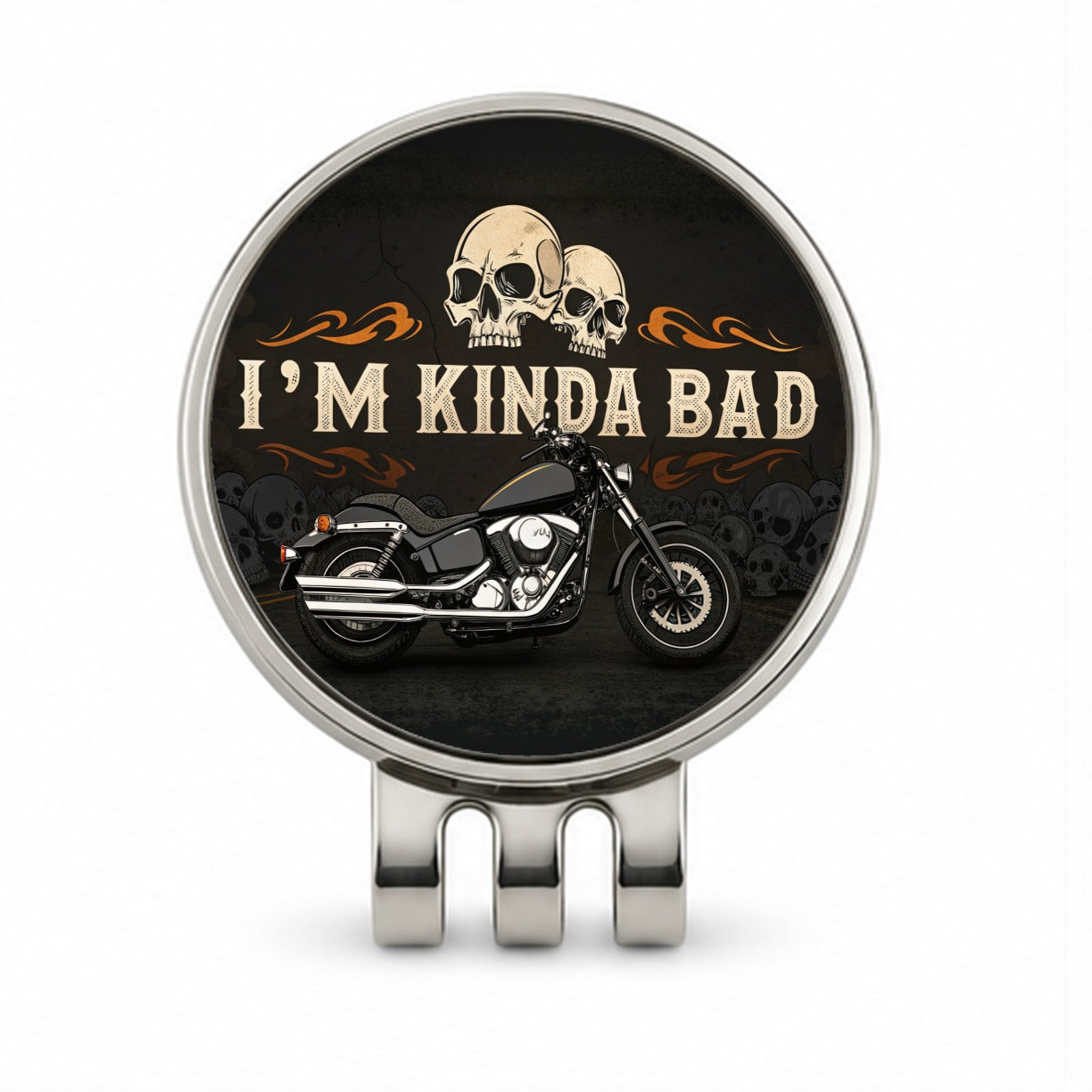 I'm Kinda Bad Motorcycle Skulls Golf Hat Clip with Ball Marker