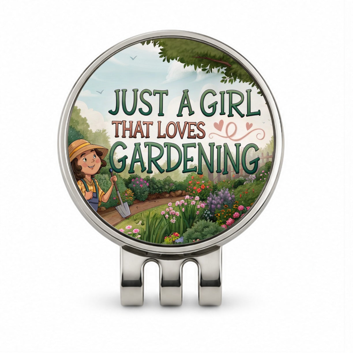 Just A Girl That Loves Gardening Funny Golf Hat Clip with Ball Marker