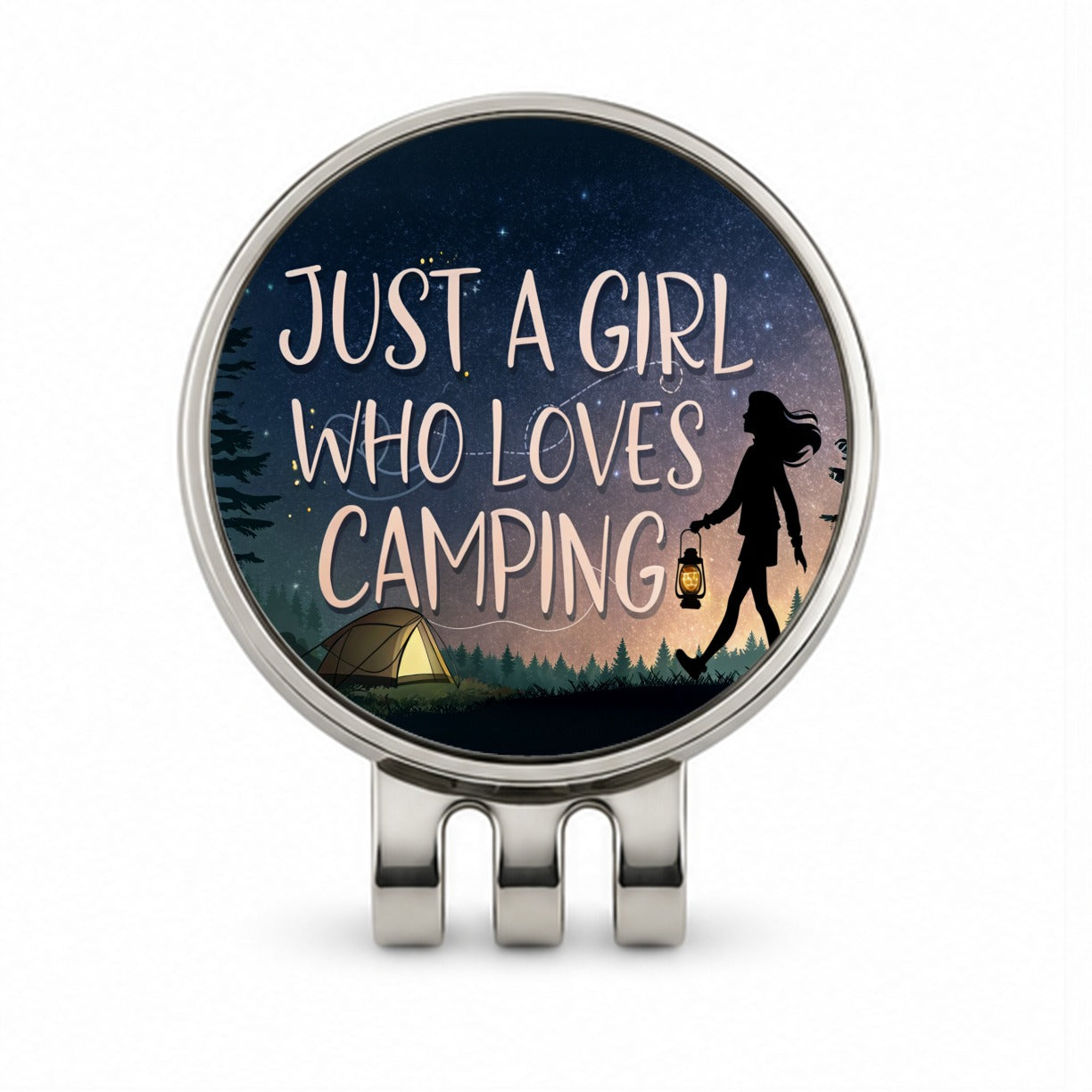 Just A Girl Who Loves Camping Funny Golf Hat Clip with Ball Marker