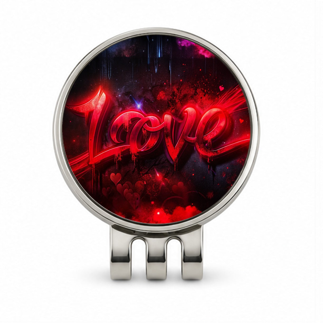 Love Red Graffiti Style Golf Hat Clip with Ball Marker