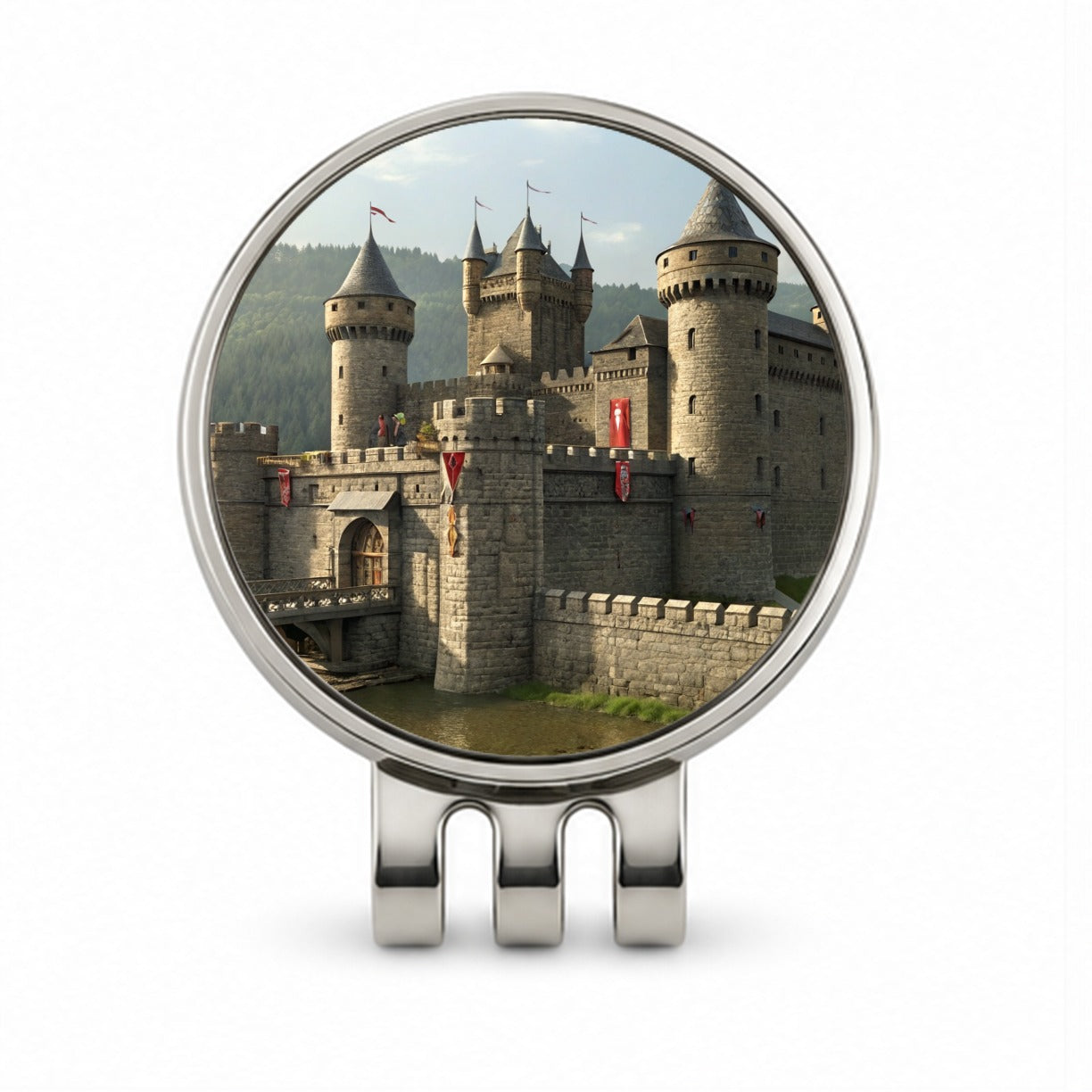 Medieval Castle with Moat Golf Hat Clip with Ball Marker