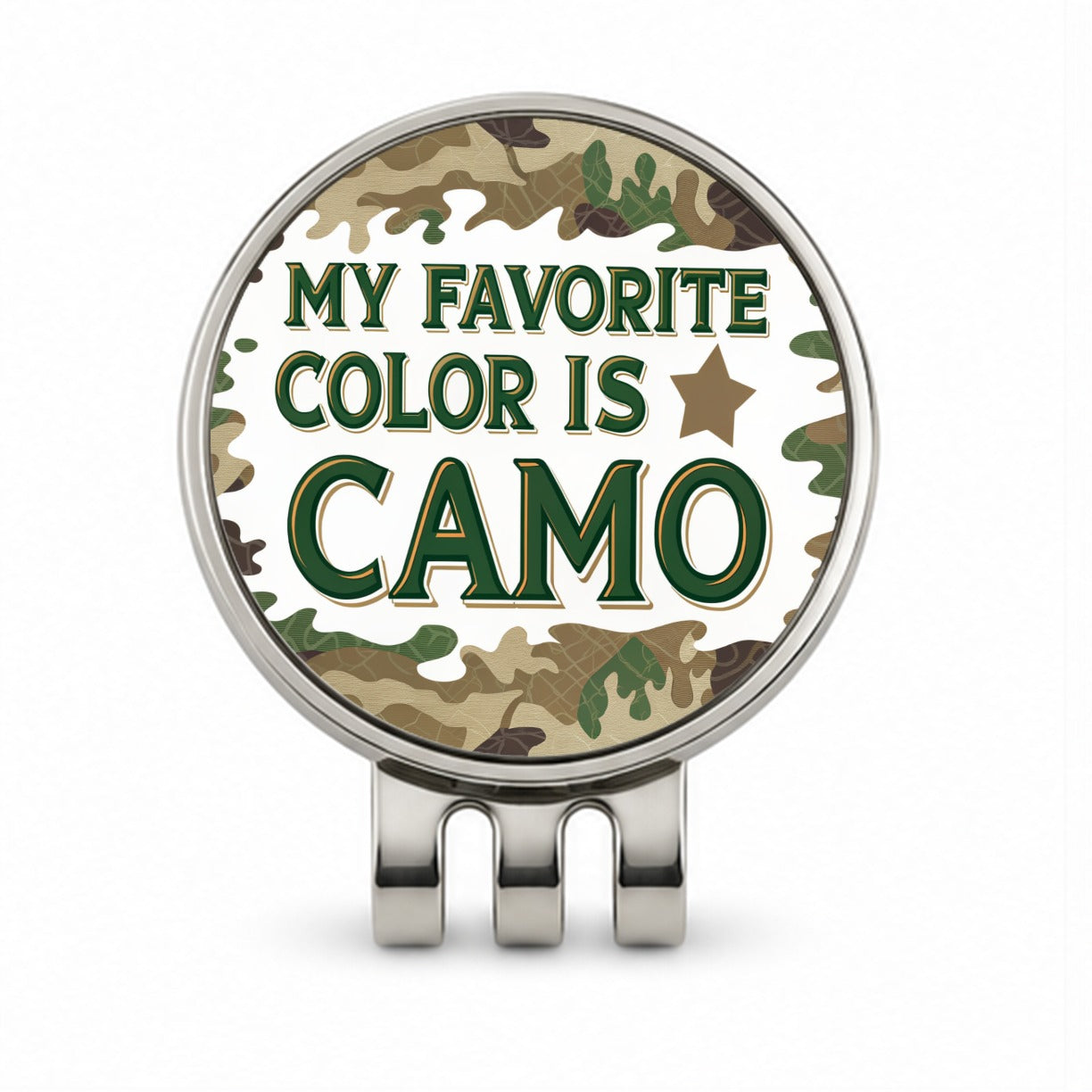 My Favorite Color Is Camo Camouflage Hunting Green Brown Golf Hat Clip with Ball Marker