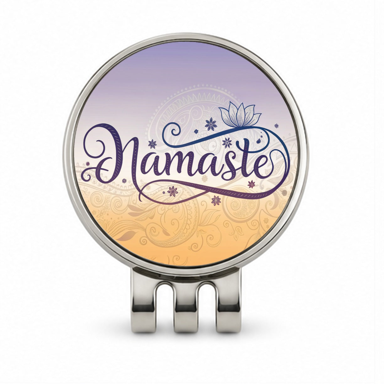 Namaste Yoga Lotus Flower Golf Hat Clip with Ball Marker