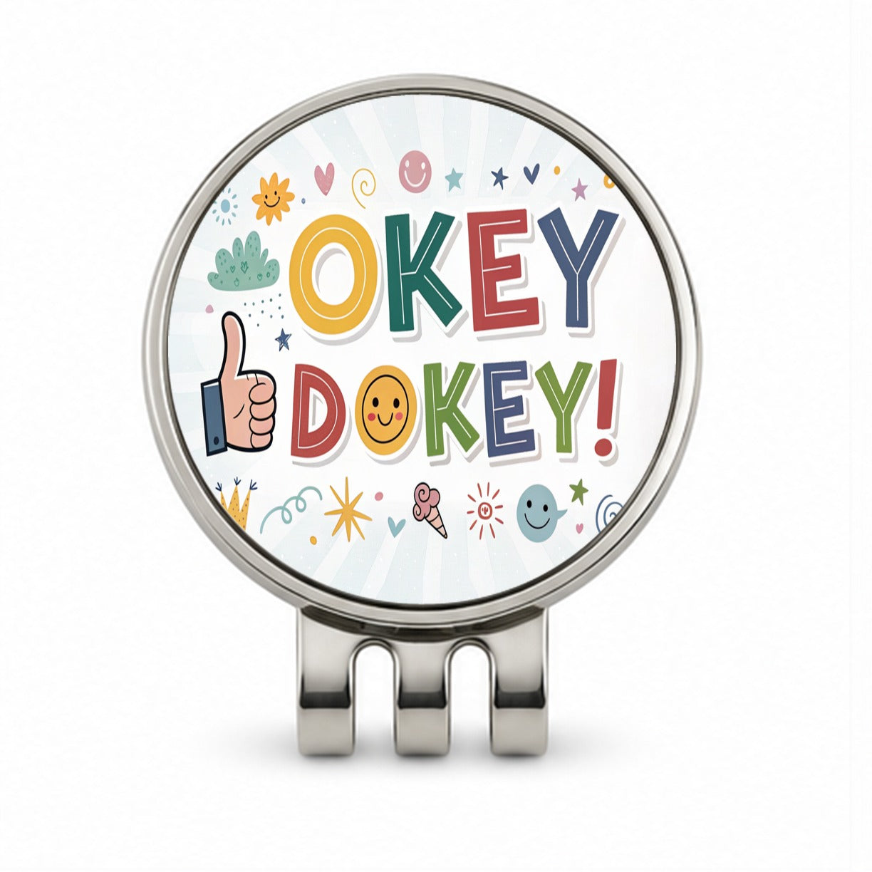 Okey Dokey Funny Saying Golf Hat Clip with Ball Marker