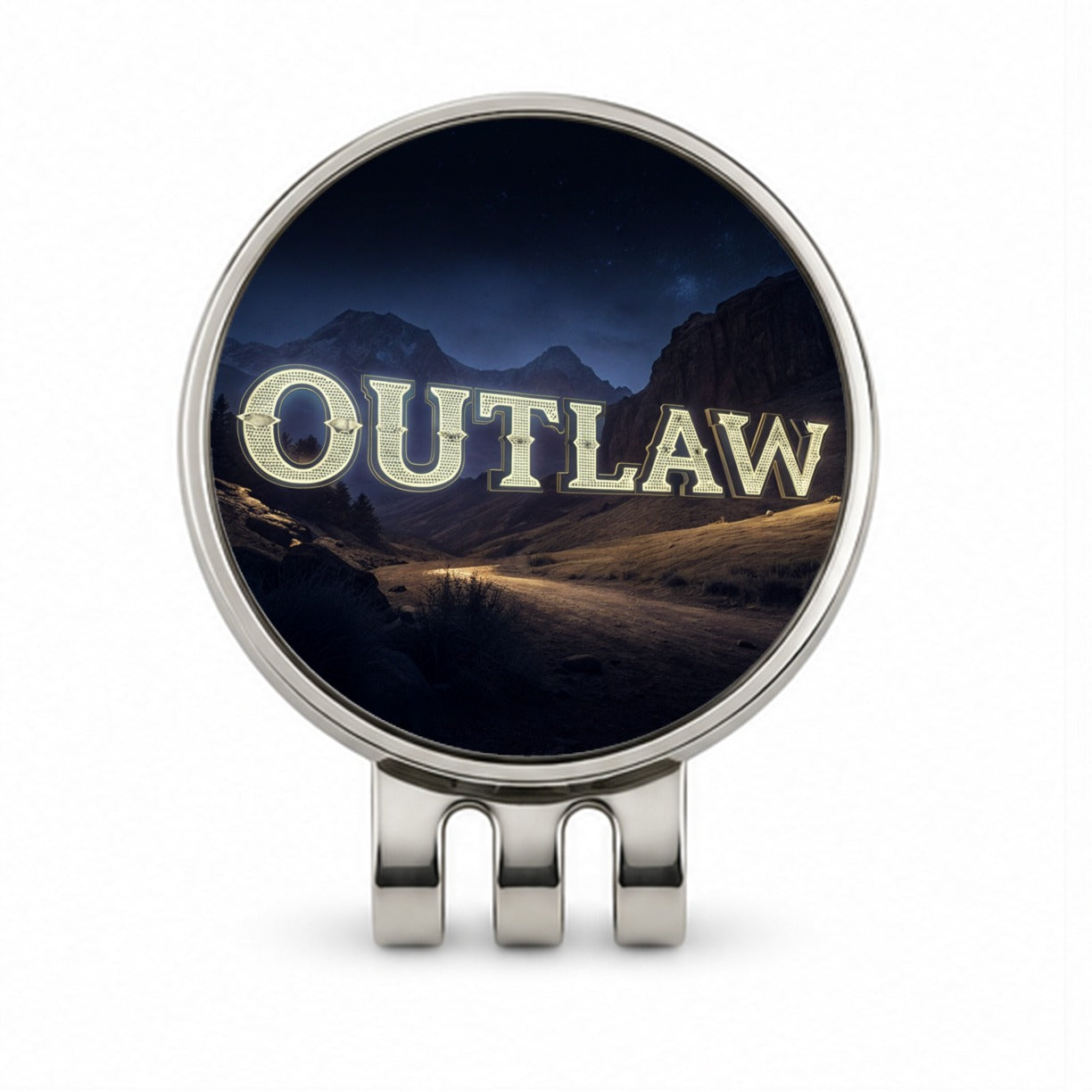 Outlaw Country Night Golf Hat Clip with Ball Marker