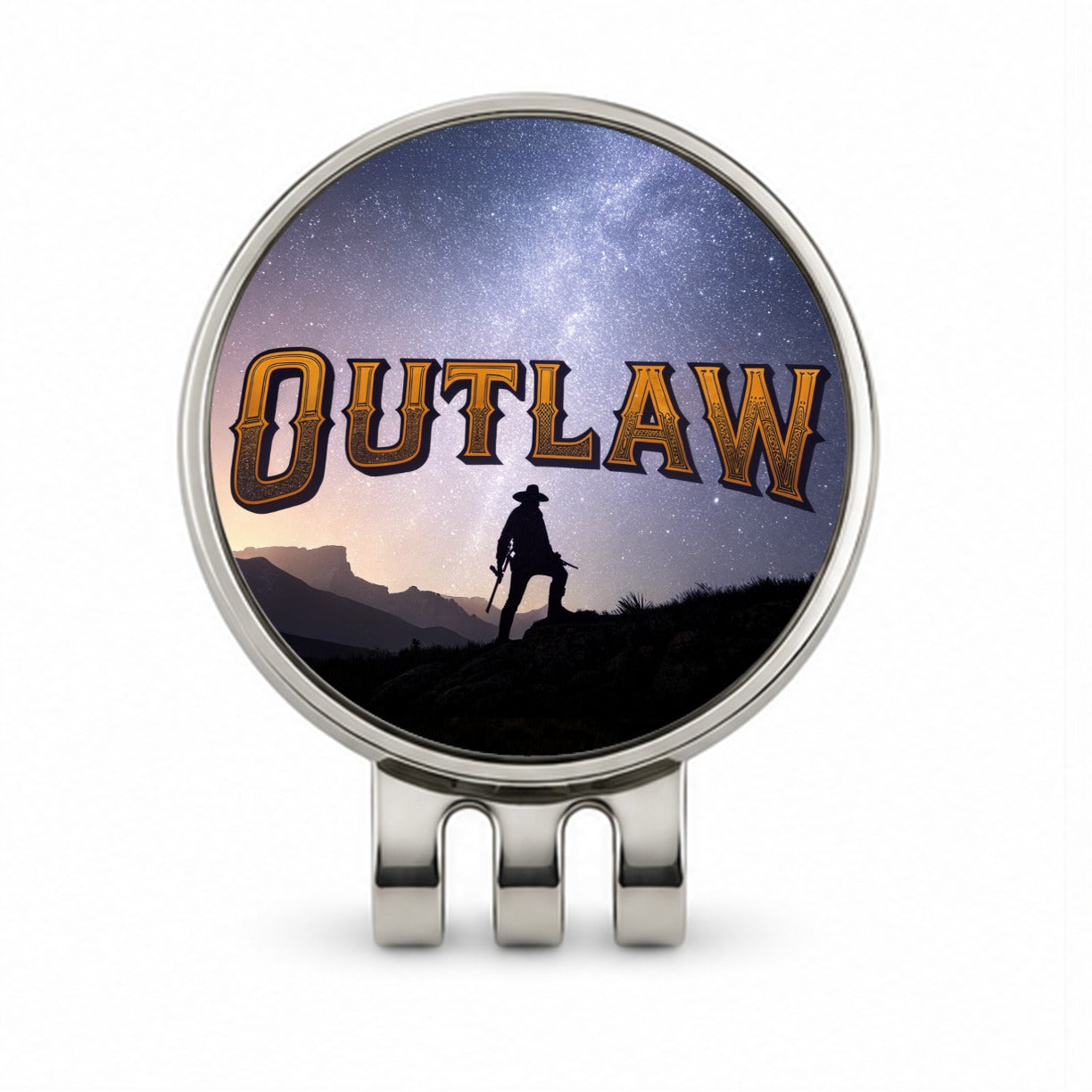 Outlaw Cowboy Desperado Golf Hat Clip with Ball Marker