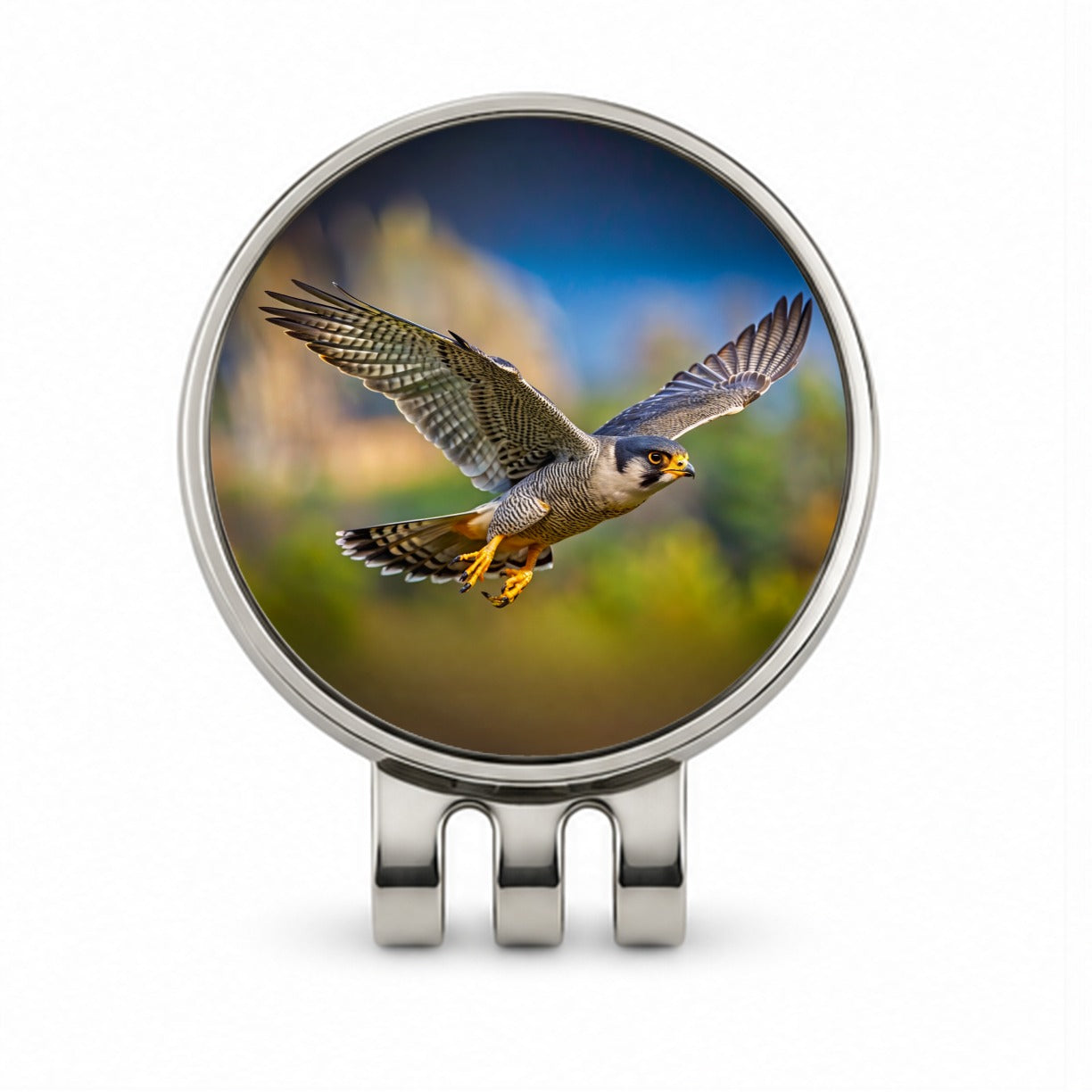 Peregrine Falcon Raptor in Flight Golf Hat Clip with Ball Marker