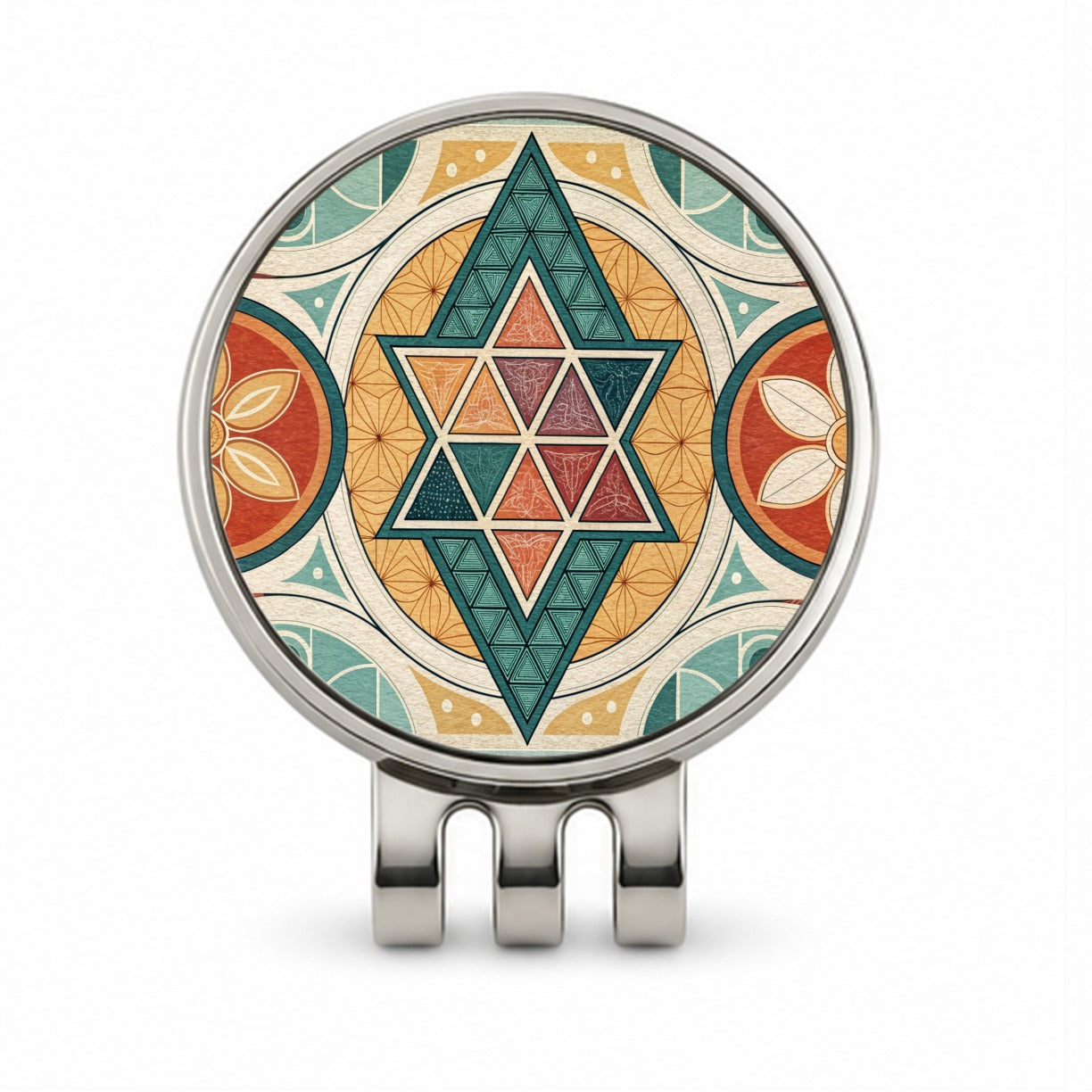 Retro Vintage Geometric Pattern Golf Hat Clip with Ball Marker