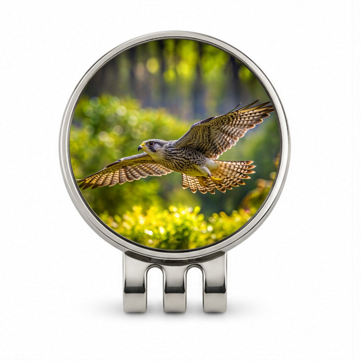 Saker Falcon Raptor in Flight Golf Hat Clip with Ball Marker