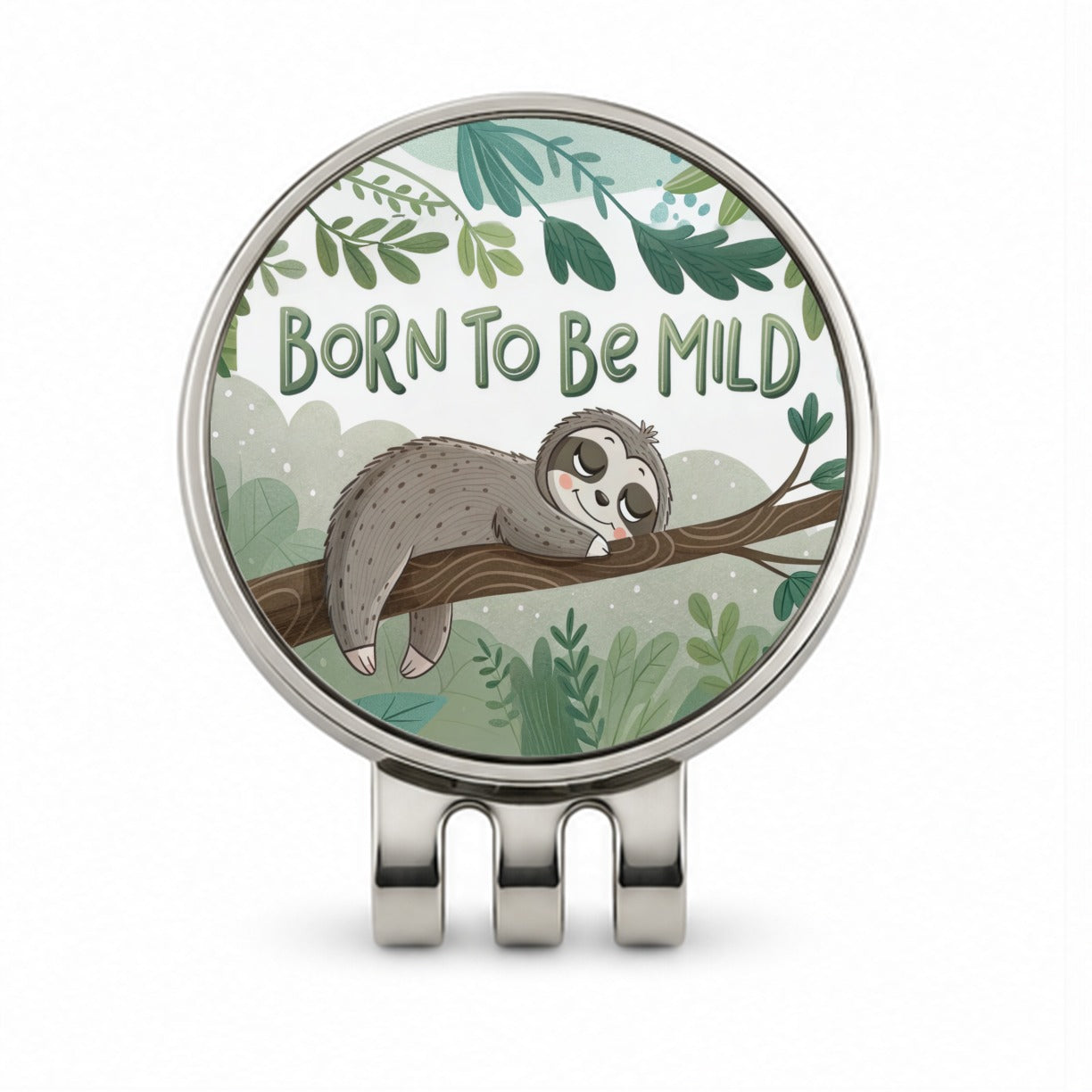 Sloth Sleeping Born To Be Mild Funny Golf Hat Clip with Ball Marker