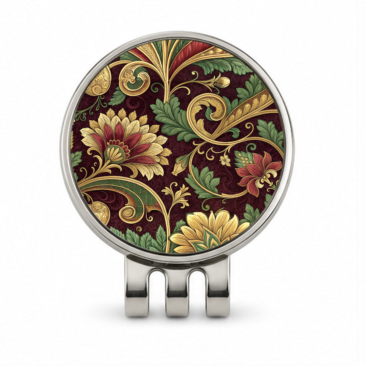 Victorian Decorative Design Pattern Golf Hat Clip with Ball Marker