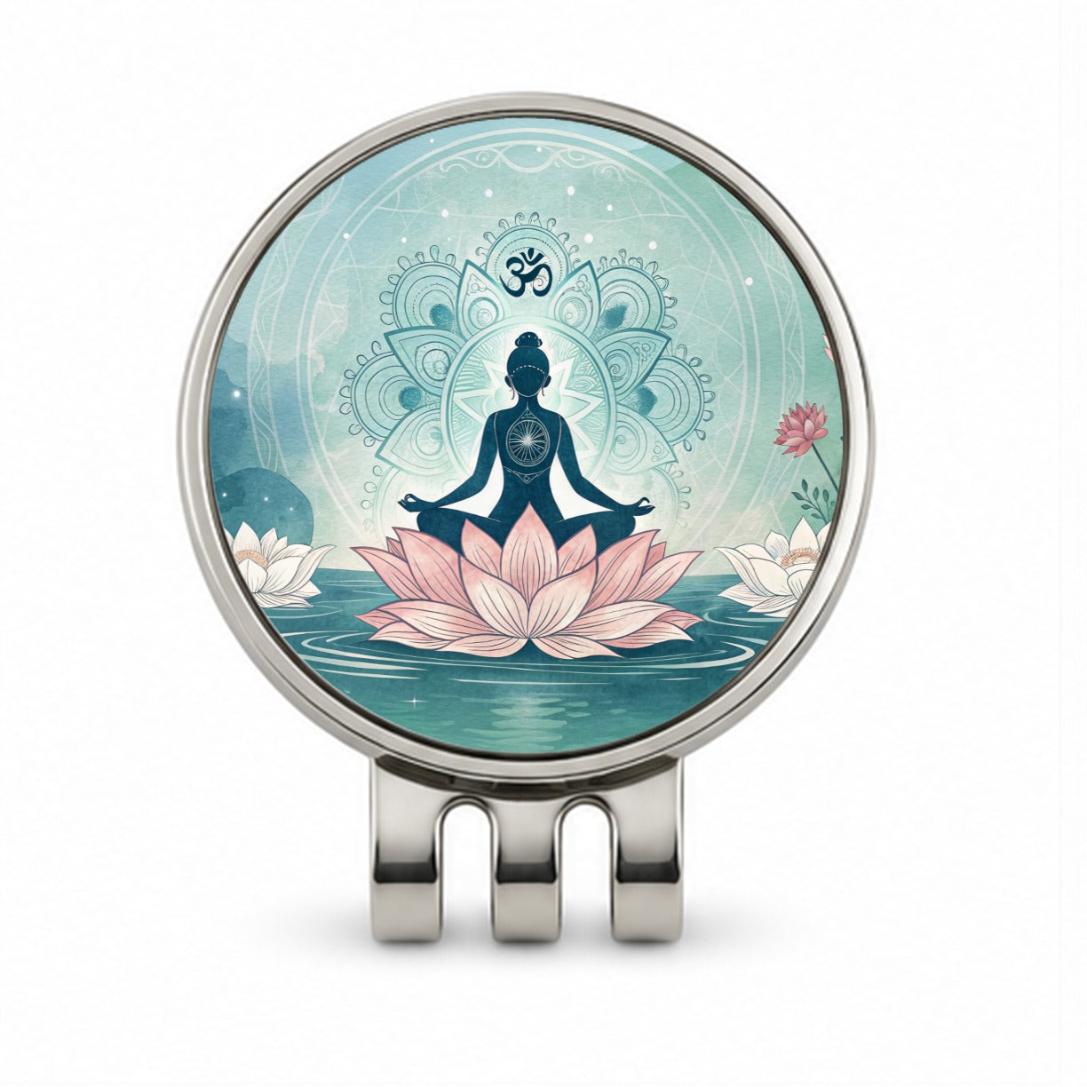 Yoga Meditation Lotus Flower Om Aum Golf Hat Clip with Ball Marker