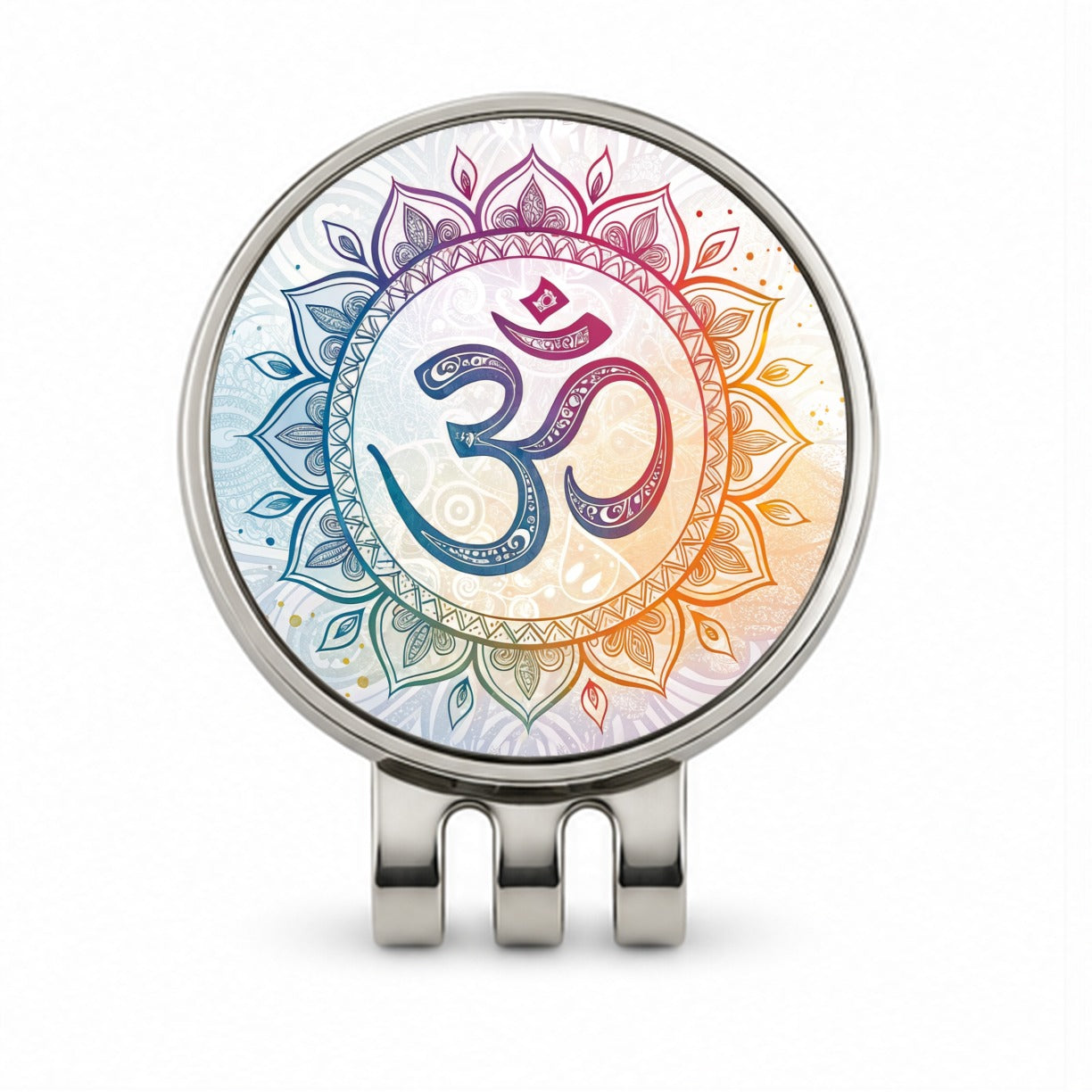 Yoga Om Aum Mandala Symbol Rainbow Golf Hat Clip with Ball Marker