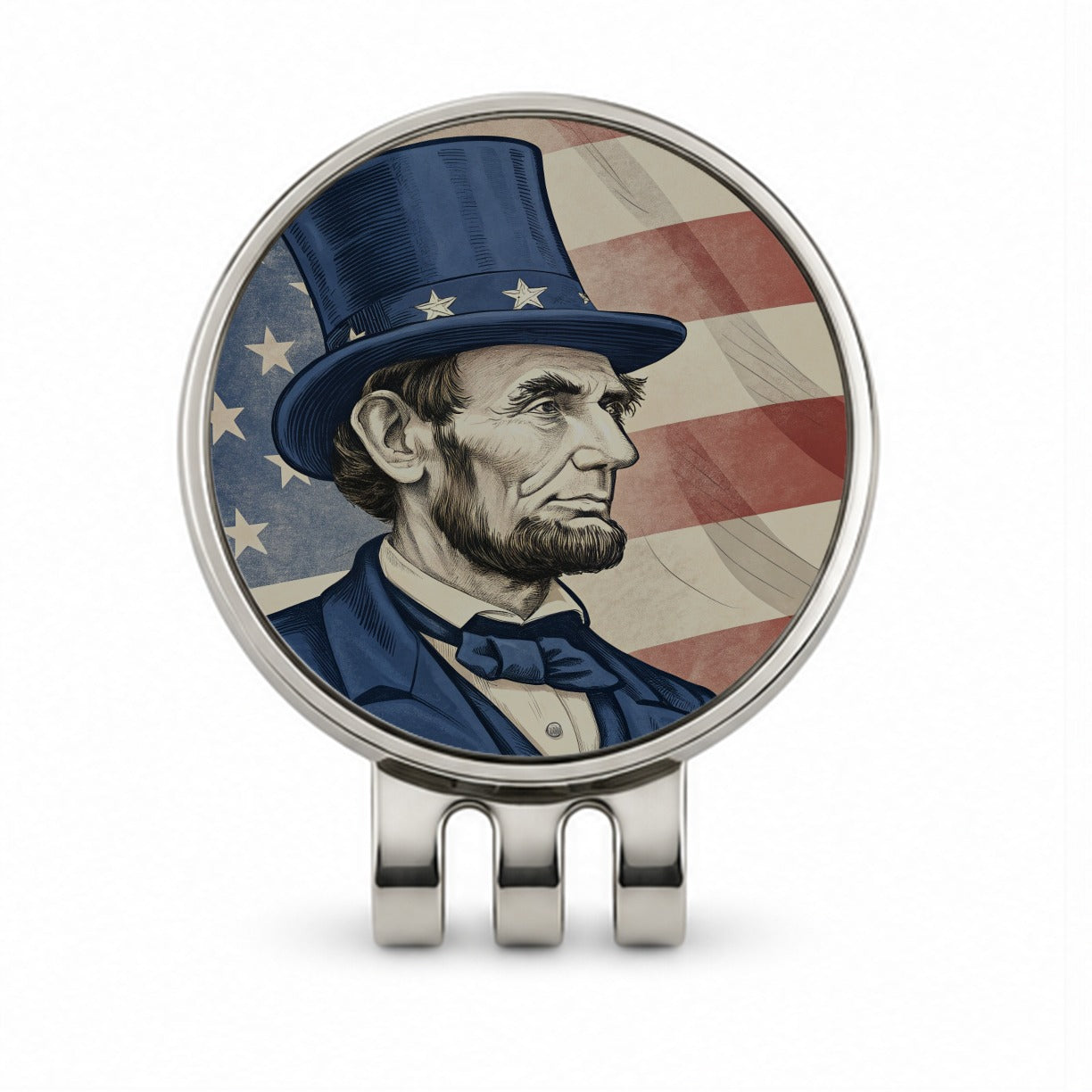 Abraham Lincoln American President Patriotic Golf Hat Clip with Ball Marker